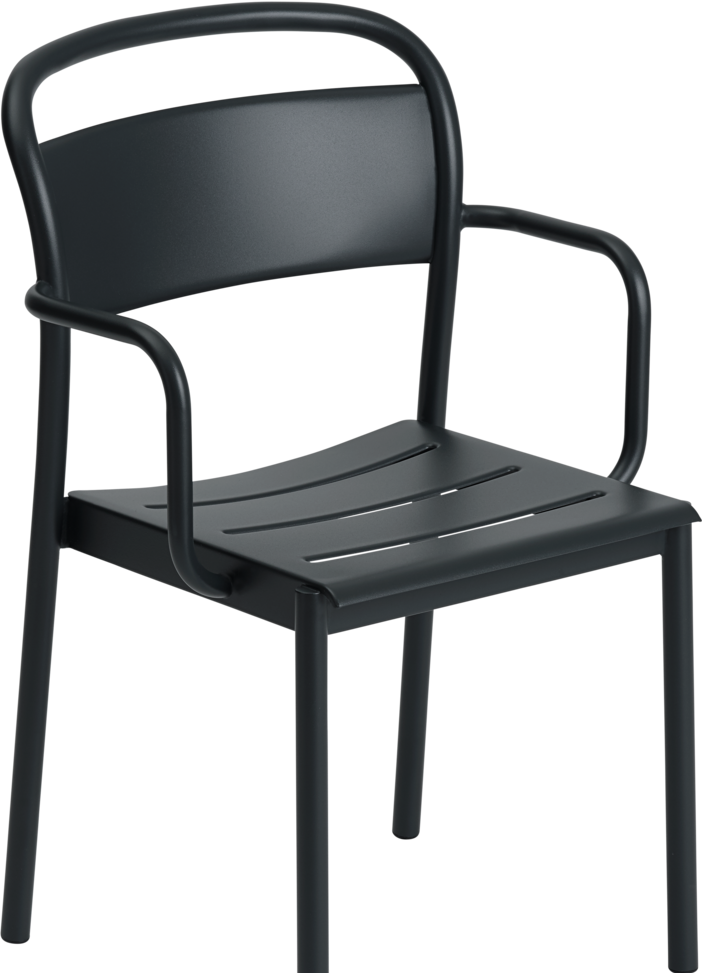 Linear Steel Armlehnstuhl in Schwarz präsentiert im Onlineshop von KAQTU Design AG. Gartenstuhl mit Armlehnen ist von Muuto