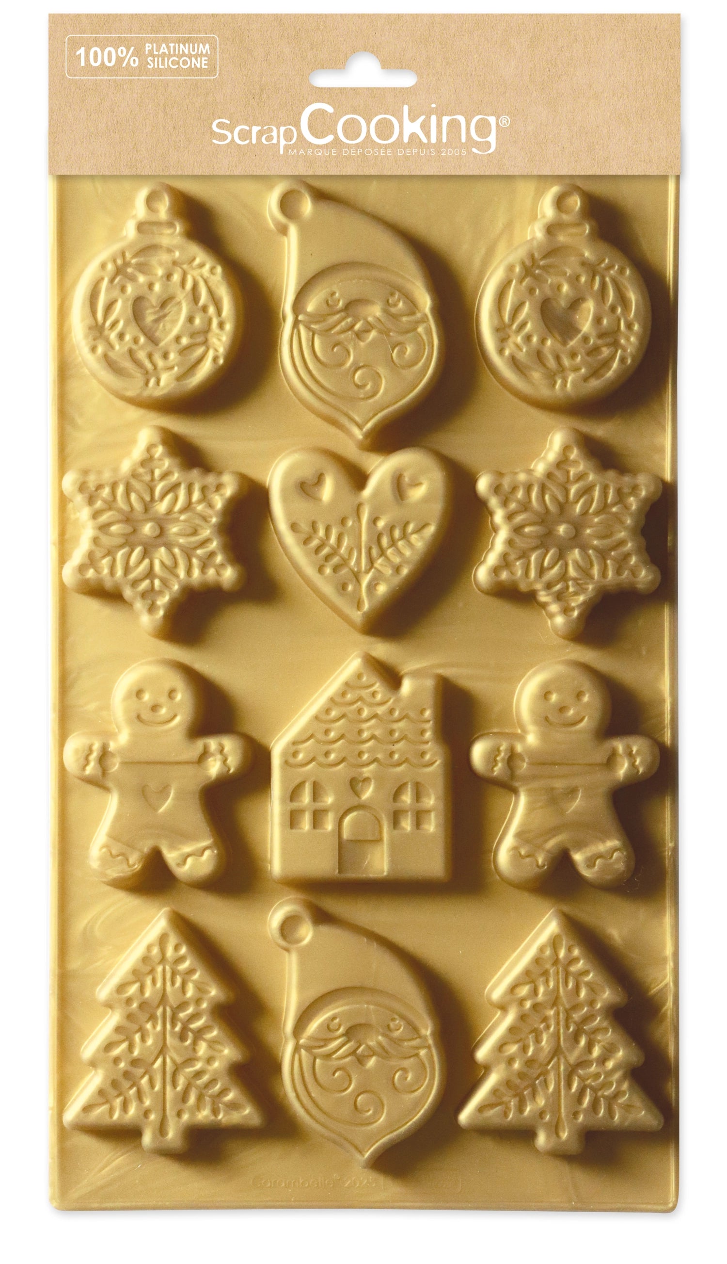 Backform für 12 Weihnachtskekse Silikon in Beige präsentiert im Onlineshop von KAQTU Design AG. Backform / Backblech ist von Scrap Cooking