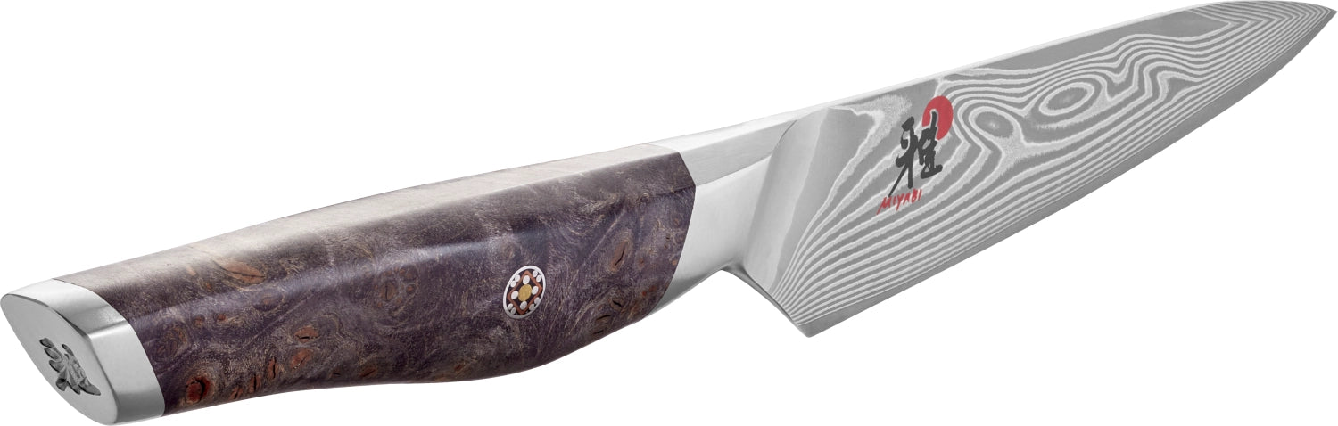 Hochwertiges 10 cm Küchenmesser Iki Shotoh von Miyabi, perfekt für feine Schneidarbeiten, vereint Funktionalität und ästhetisches Design.