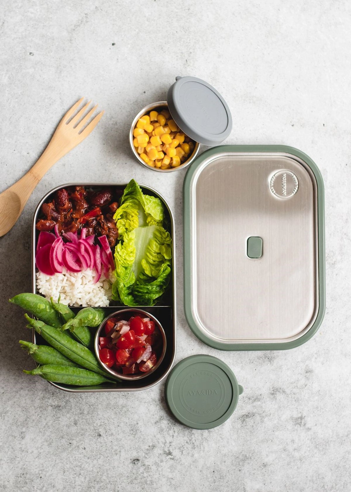 Lunch Box 1000ml Tropical Green in Grün präsentiert im Onlineshop von KAQTU Design AG. Snackbox ist von AYA&IDA