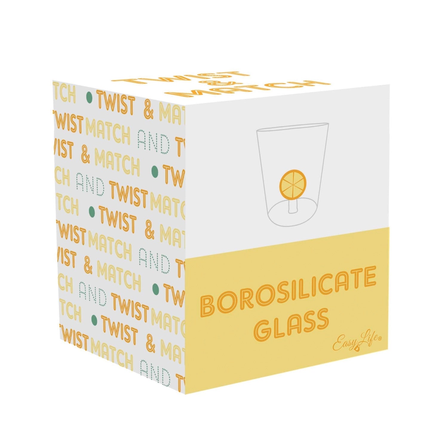 Twist & Match Glas aus Borosilikat 400ml gelb in Gelb präsentiert im Onlineshop von KAQTU Design AG. Glas ist von Easy Life