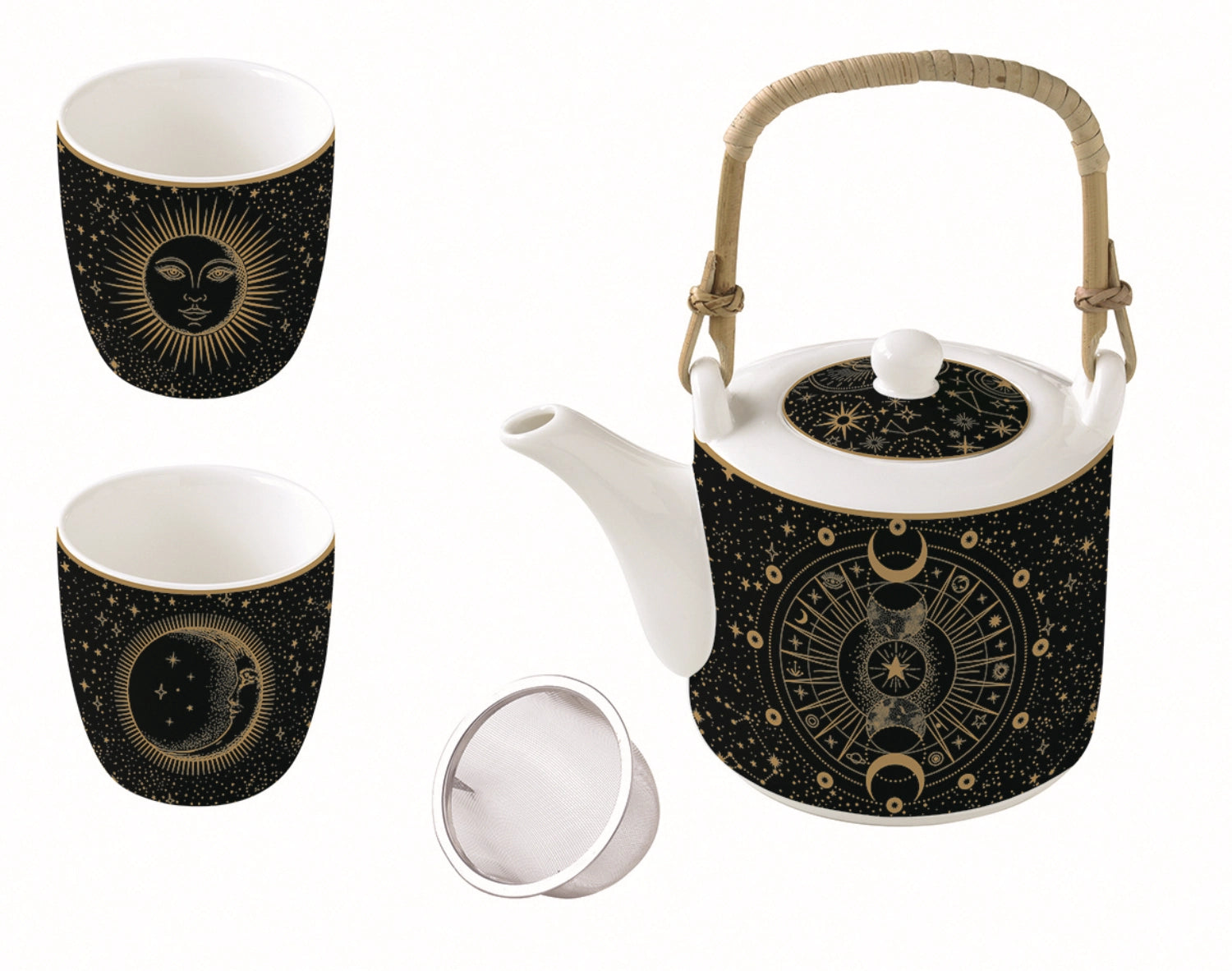 Celestial Teeset Teekanne 600ml mit zwei Tassen Porzellan in Mehrfarbig präsentiert im Onlineshop von KAQTU Design AG. Tasse ist von Easy Life