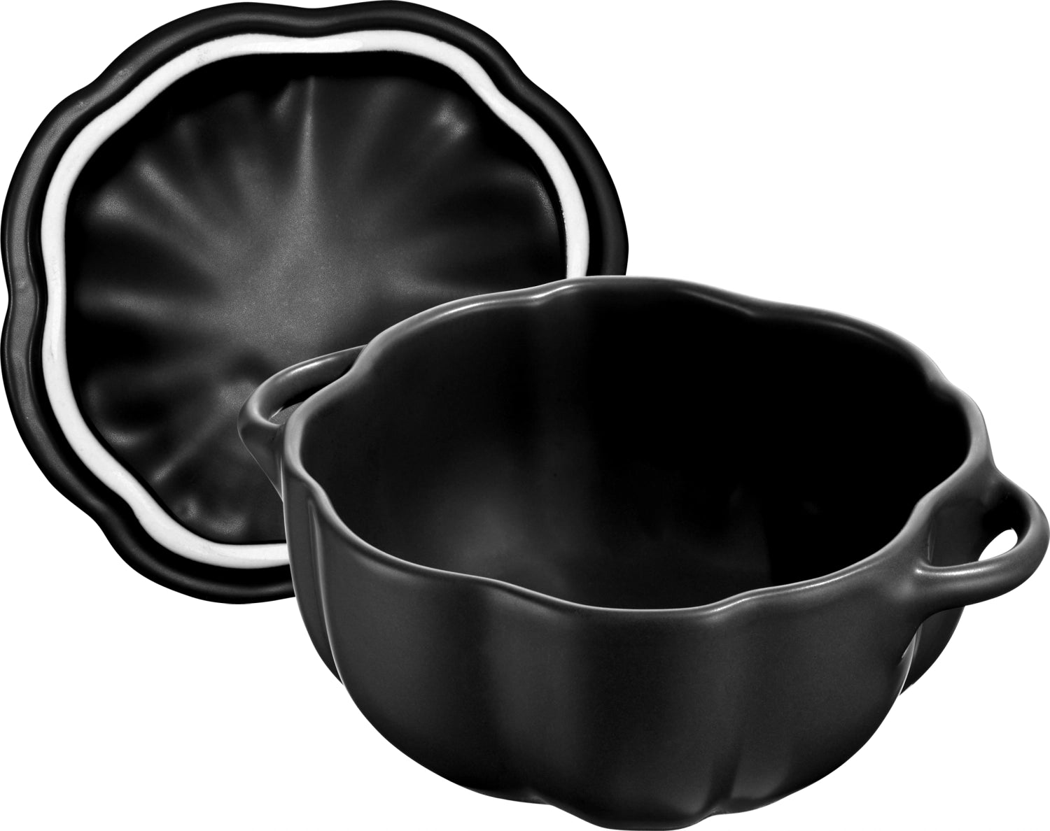 Cocotte 12cm, Kürbis, schwarz, Keramik 0.5l in Schwarz präsentiert im Onlineshop von KAQTU Design AG. Pfanne/Topf ist von Staub