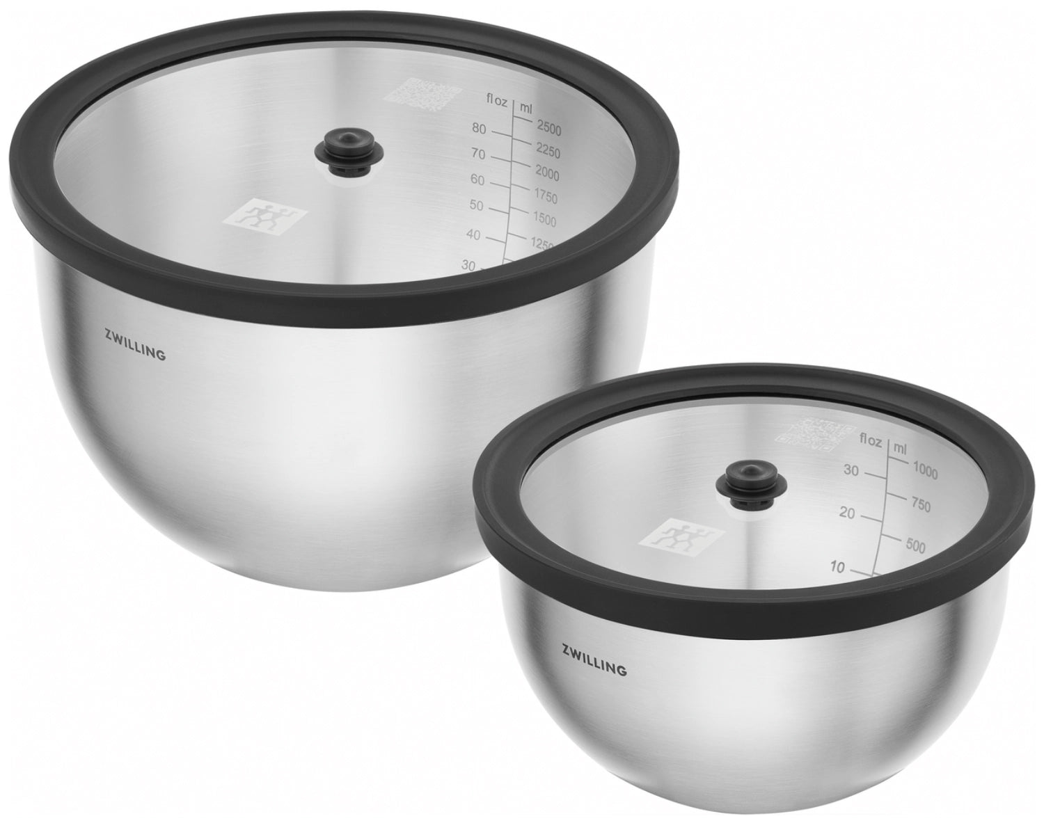 2tlg. Unlock Schüsselset Edelstahl in Silber präsentiert im Onlineshop von KAQTU Design AG. Küchenhelfer ist von Zwilling