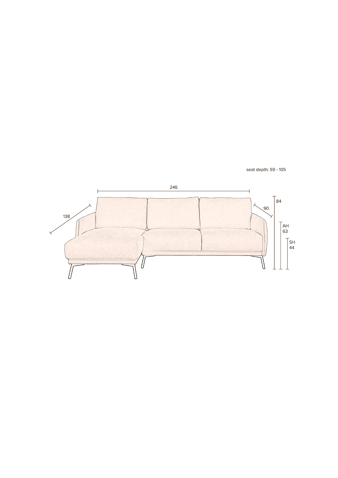 Sofa HARPER LEFT - KAQTU Design