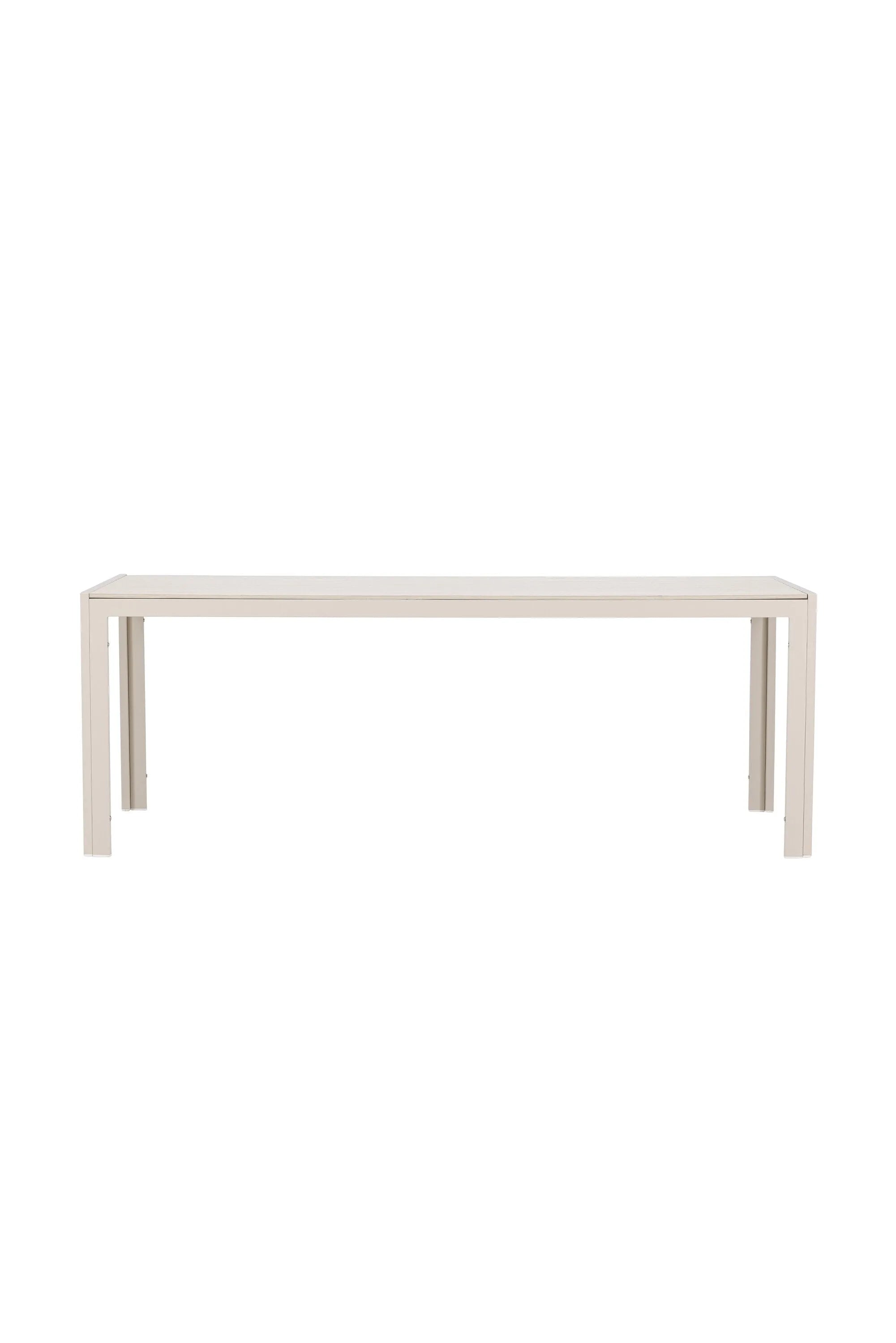Eleganter Gartentisch in Beige mit robustem Aluminiumrahmen und pflegeleichter Aintwood-Platte für stilvolle Outdoor-Momente.
