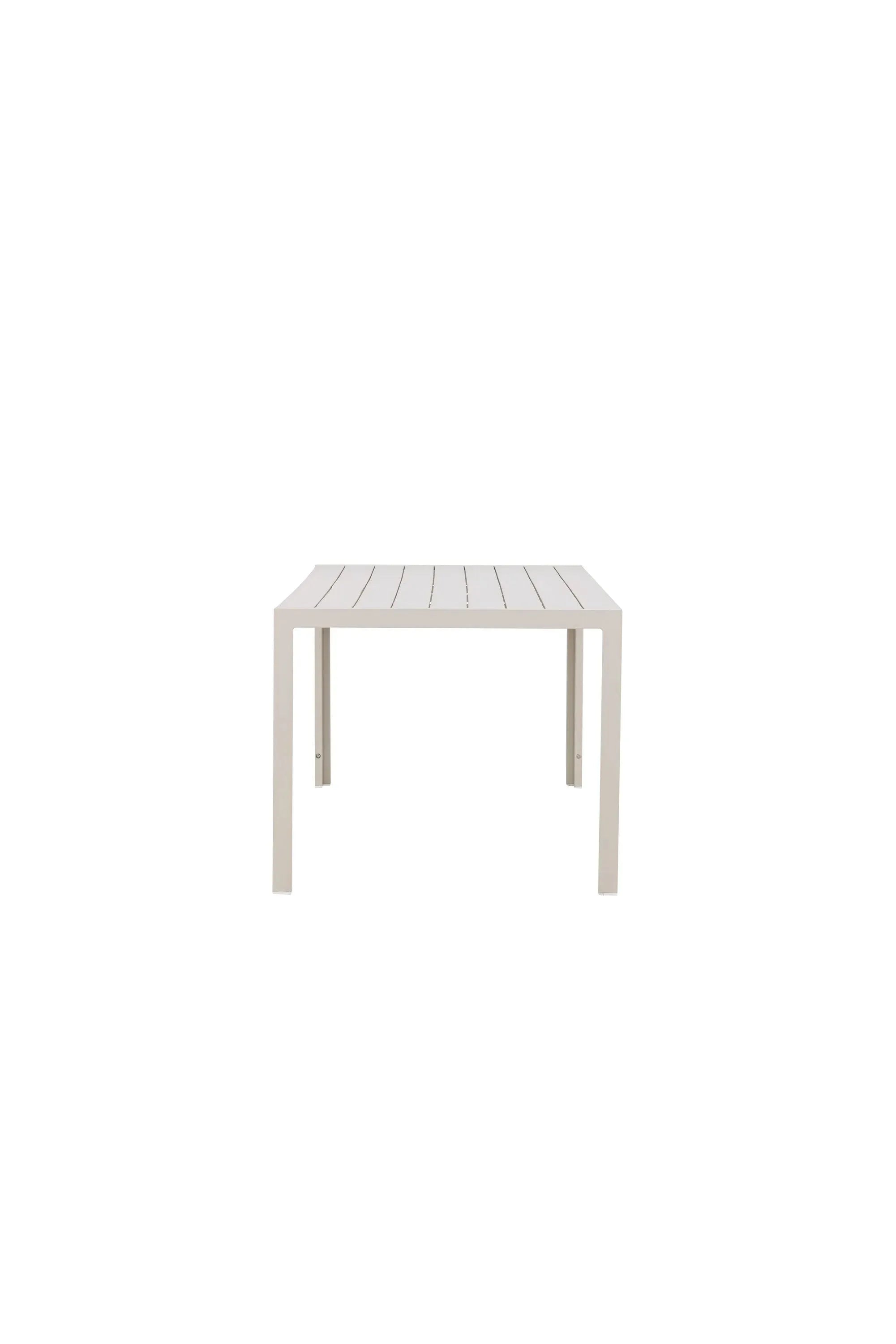 Eleganter Gartentisch Break von Venture Home: Beiger Aluminiumrahmen, Aintwood-Platte, robust, wetterfest, ideal für gesellige Runden.