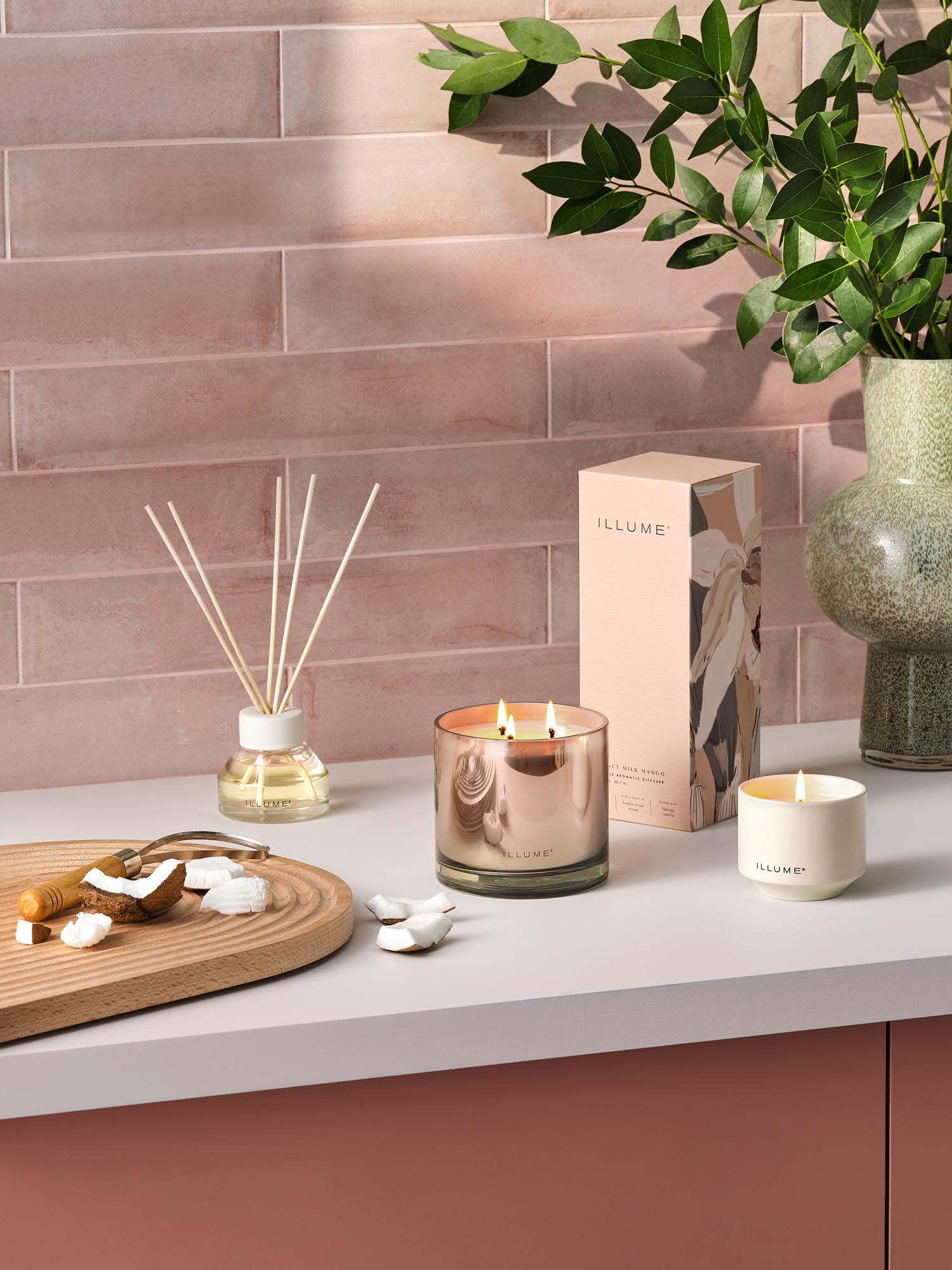 Coconut Milk Mango Scent Diffuser, Rose, in Rose präsentiert im Onlineshop von KAQTU Design AG. Duftöl ist von Illume