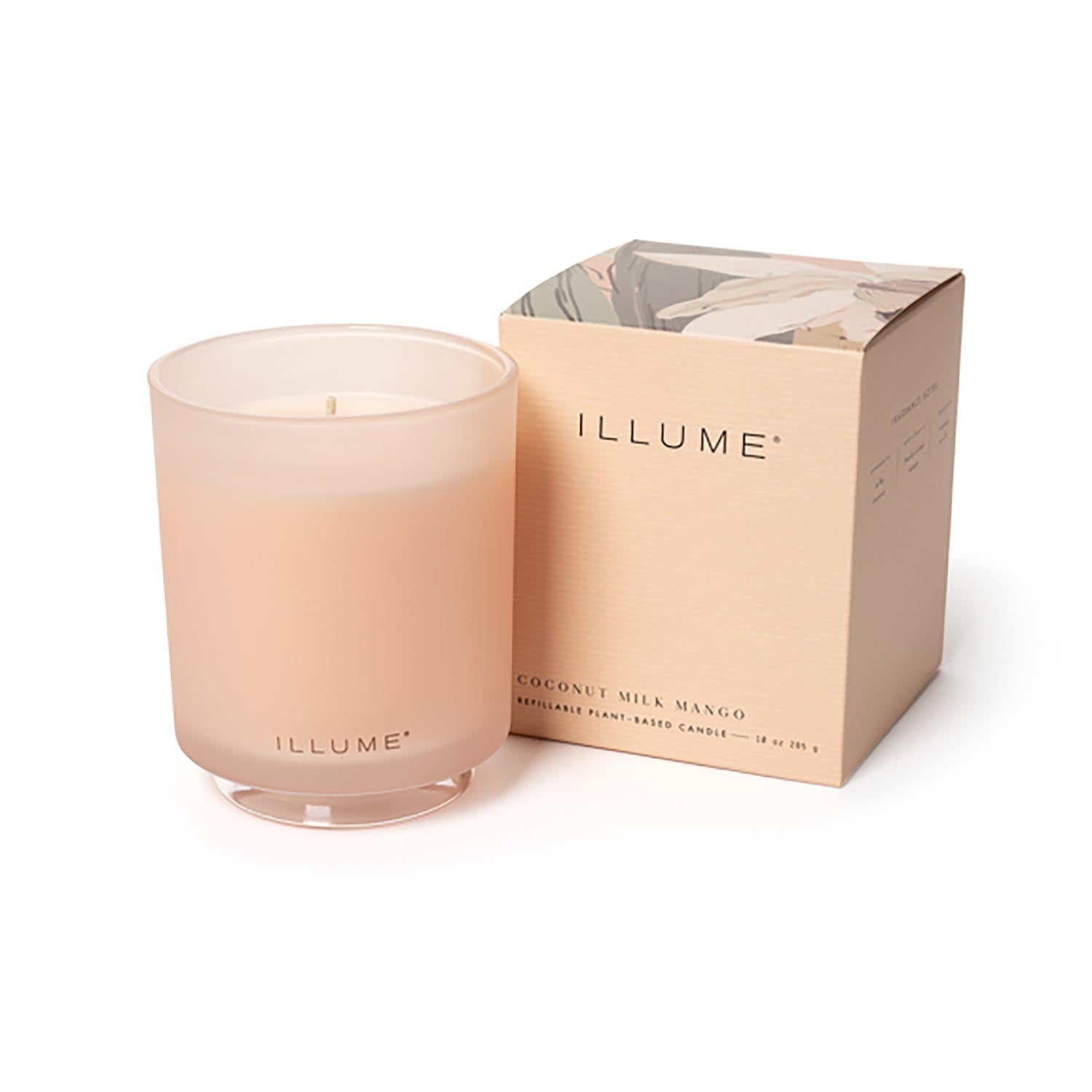 Coconut Milk Mango Box Glass Candle, Rose, in Rose präsentiert im Onlineshop von KAQTU Design AG. Duftkerze ist von Illume