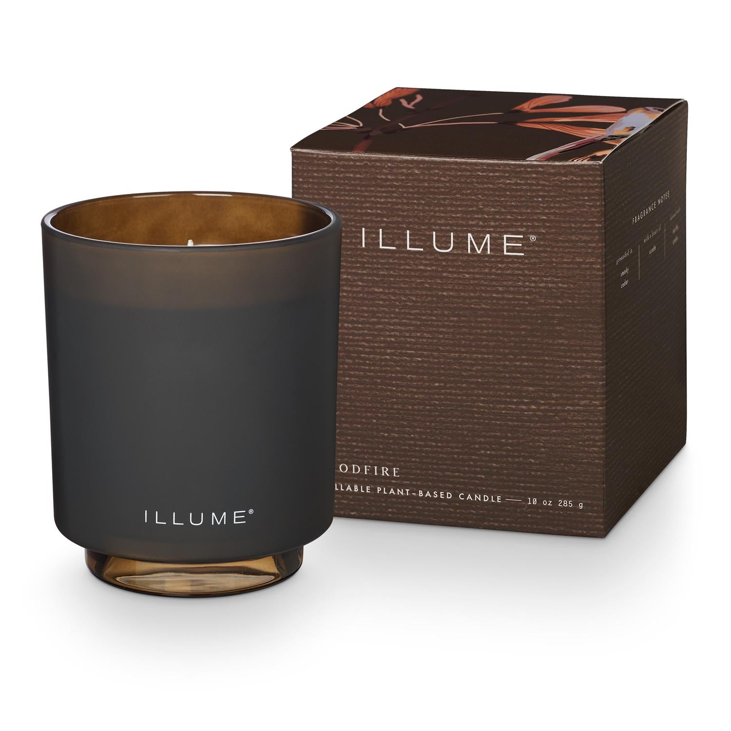 Woodfire Box Glass Candle, Braun, in Braun präsentiert im Onlineshop von KAQTU Design AG. Duftkerze ist von Illume