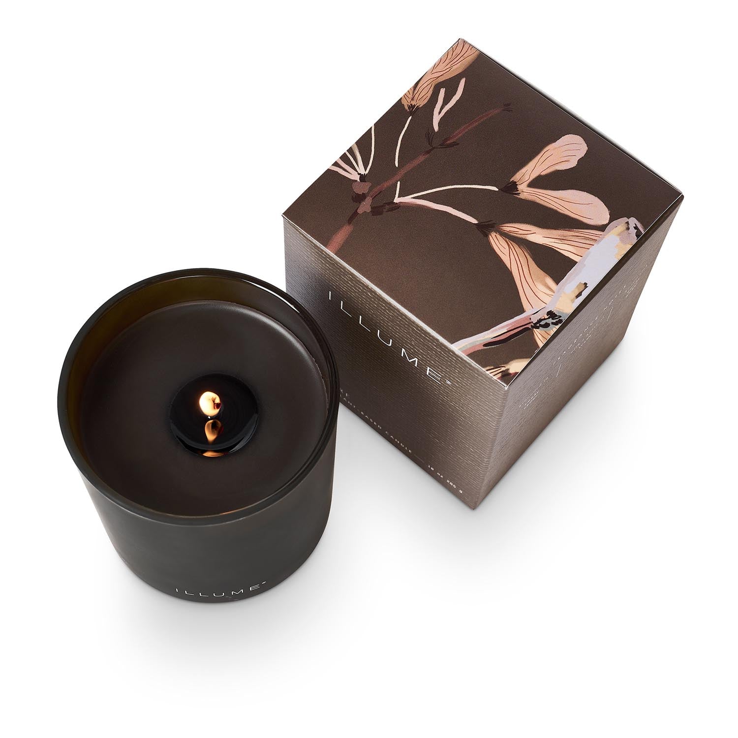 Woodfire Box Glass Candle, Braun, in Braun präsentiert im Onlineshop von KAQTU Design AG. Duftkerze ist von Illume