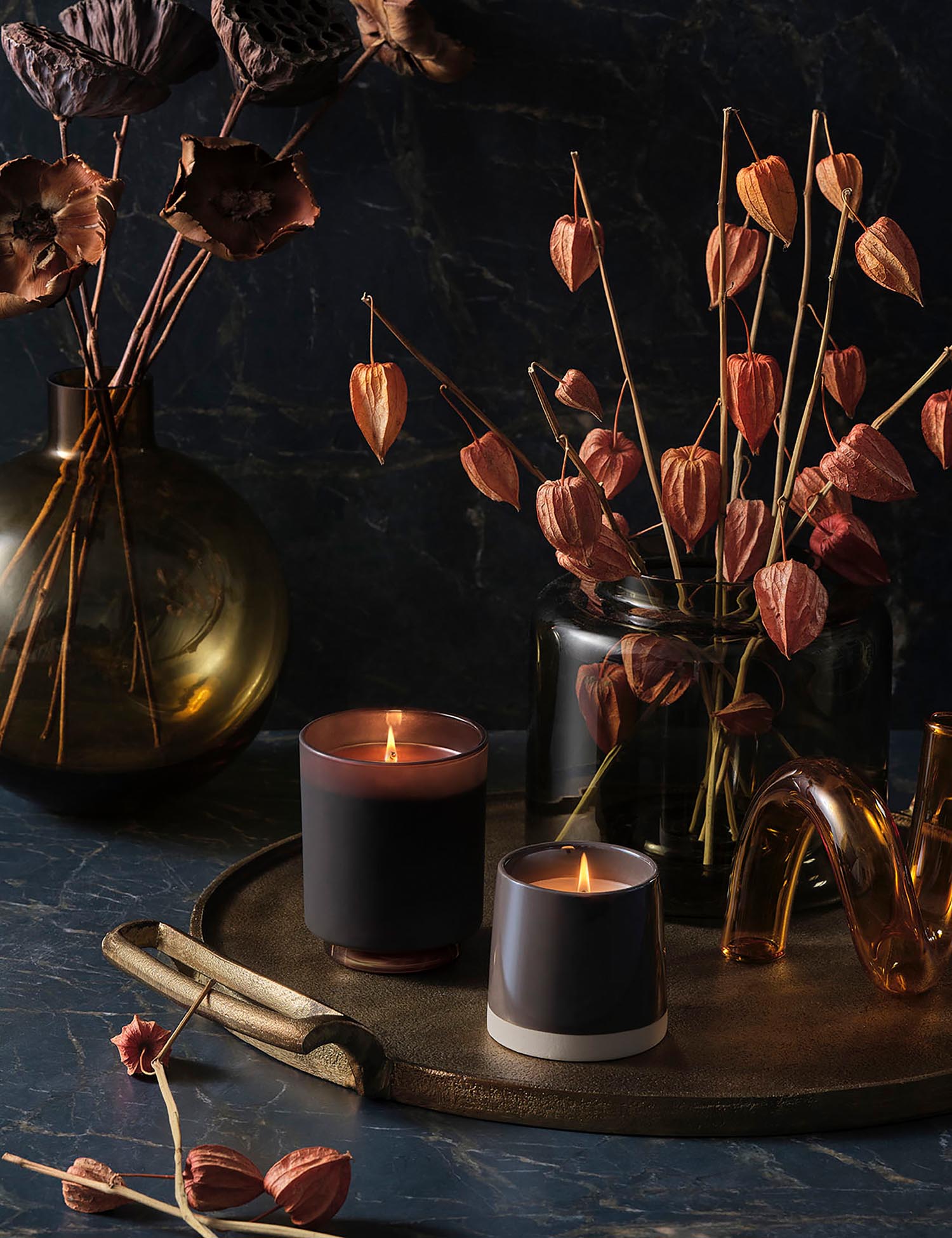 Woodfire Box Glass Candle, Braun, in Braun präsentiert im Onlineshop von KAQTU Design AG. Duftkerze ist von Illume