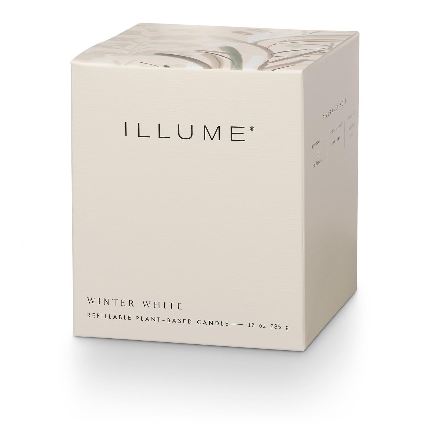Winter White Box Glass Candle, Weiss, in Weiß präsentiert im Onlineshop von KAQTU Design AG. Duftkerze ist von Illume