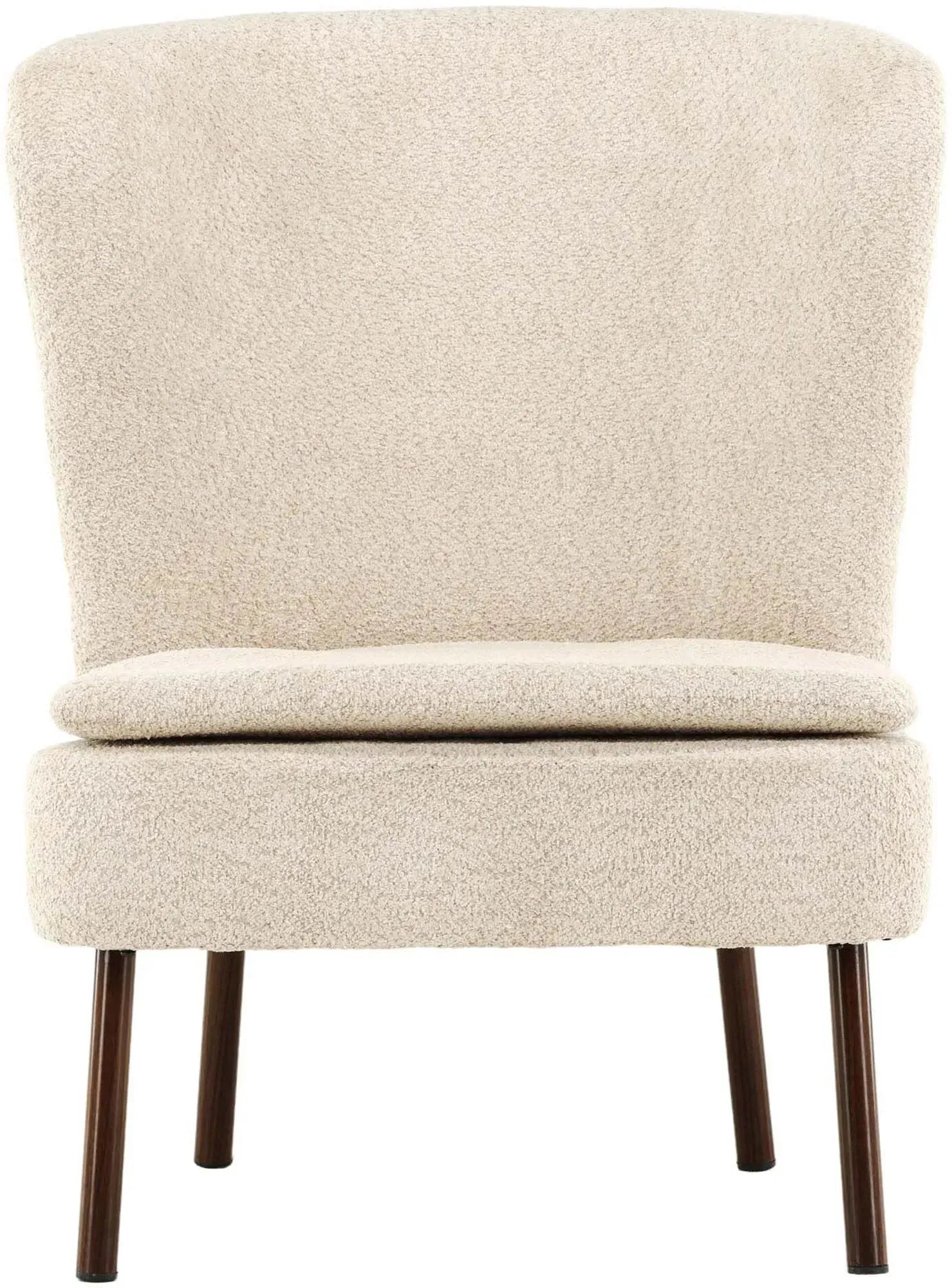 Eleganter Hällsö Sessel von Vind: Walnussholz trifft auf Beige.