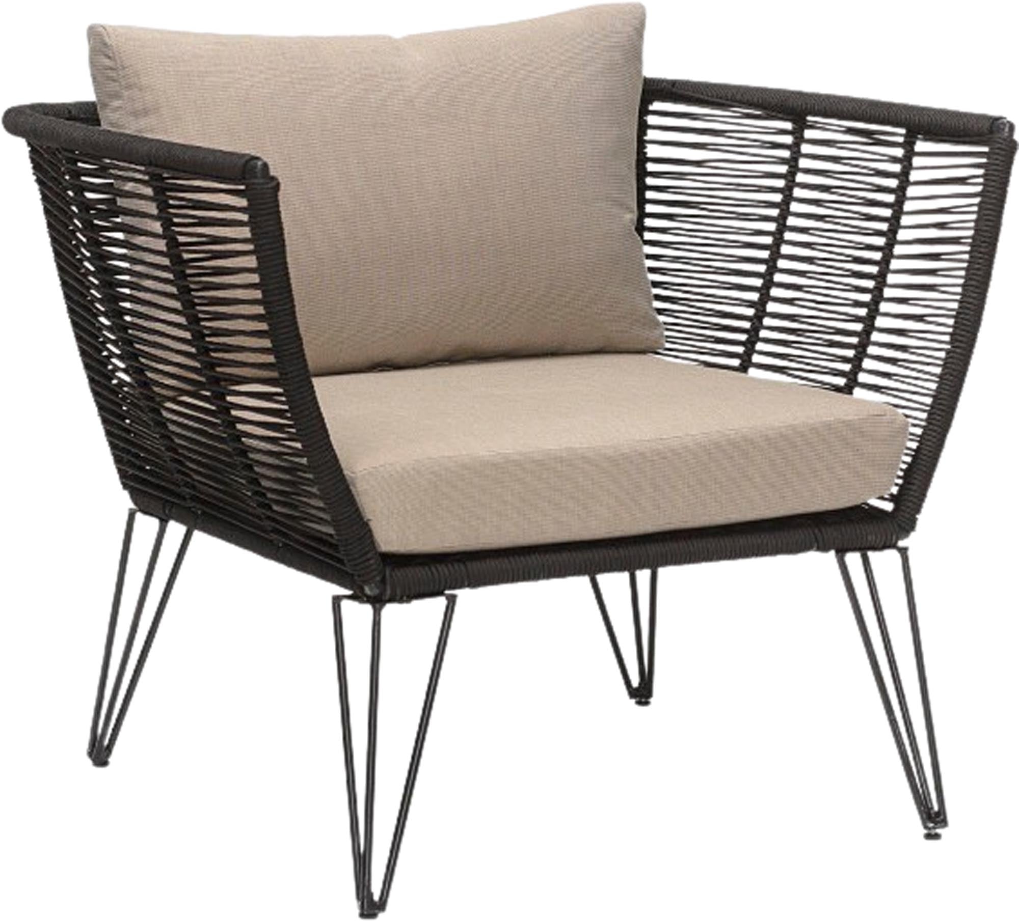 Eleganter Mundo Loungesessel von Bloomingville, gefertigt aus schwarzem Metall, perfekt für modernes und gemütliches Wohnen.