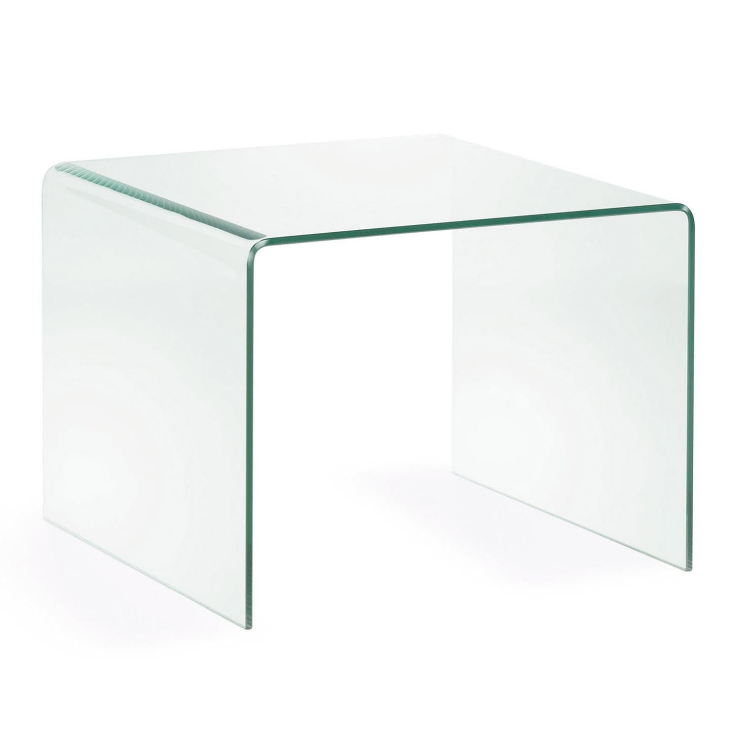 Eleganter Burano Beistelltisch aus 100% gehärtetem Glas, 60x60 cm, minimalistisch, stabil, kratzfest, ideal für moderne Räume.