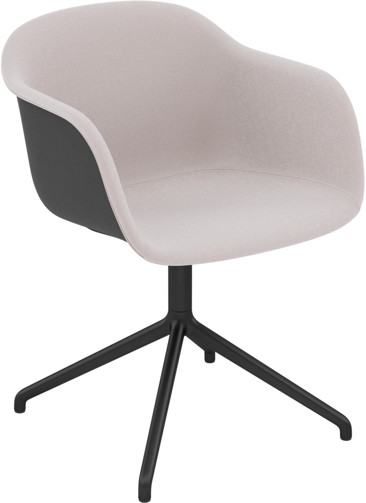 Fiber Armlehnstuhl drehbar Frontpolsterung in Rosa / Schwarz präsentiert im Onlineshop von KAQTU Design AG. Dreh-Schalenstuhl mit Armlehnen ist von Muuto