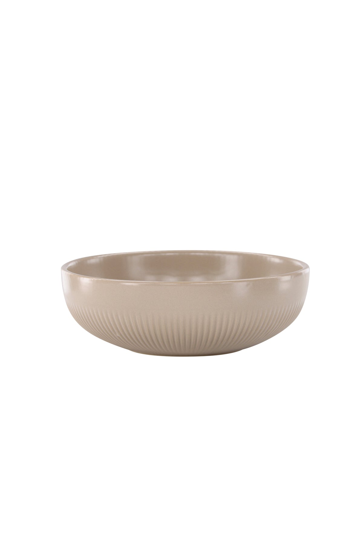 Runder Kerzenständer Posh von Venture Home aus glasiertem Steinzeug in Beige, Durchmesser 18 cm, Höhe 6 cm, schlichte Form.
