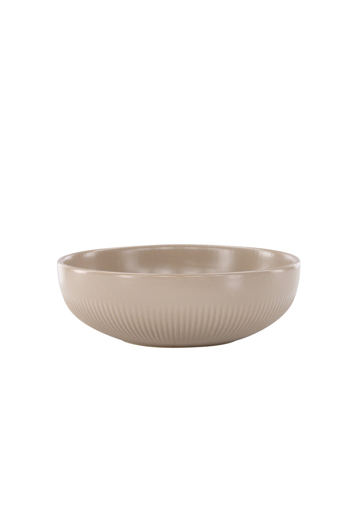 Runder Kerzenständer Posh von Venture Home aus glasiertem Steinzeug in Beige, Durchmesser 18 cm, Höhe 6 cm, schlichte Form.