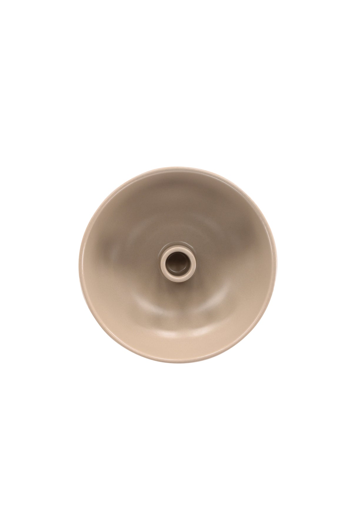 Runder Kerzenständer Posh von Venture Home aus glasiertem Steinzeug in Beige, Durchmesser 18 cm, Höhe 6 cm, schlichte Form.