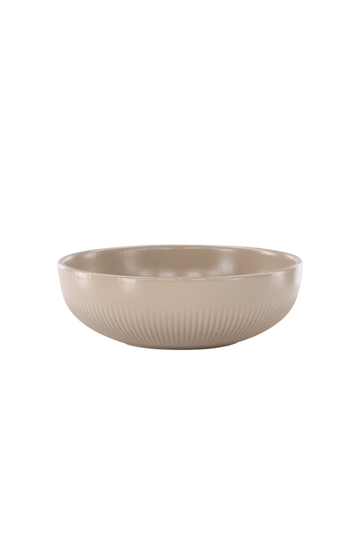 Runder Kerzenständer Posh von Venture Home aus glasiertem Steinzeug in Beige, Durchmesser 18 cm, Höhe 6 cm, schlichte Form.