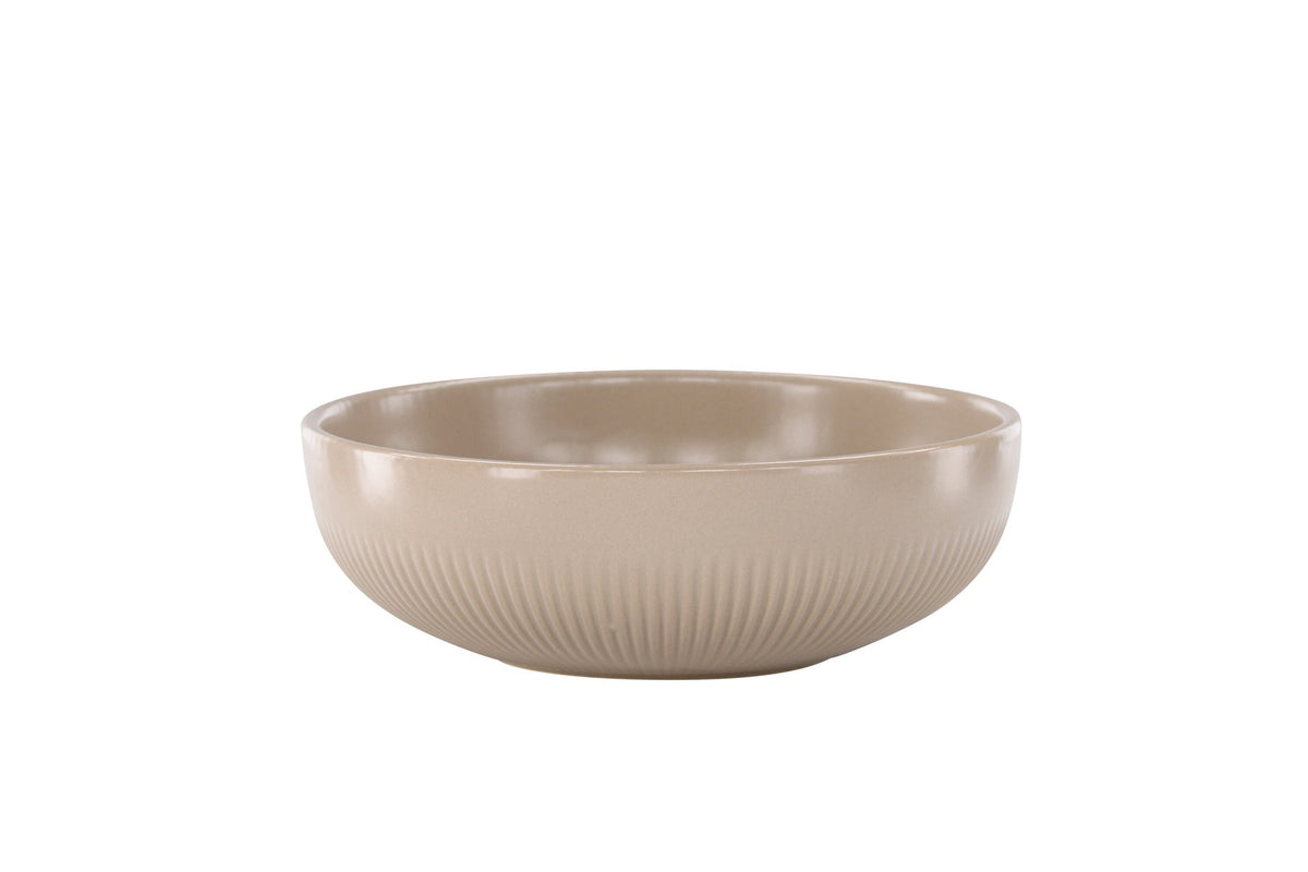 Runder Kerzenständer Posh von Venture Home aus glasiertem Steinzeug in Beige, Durchmesser 18 cm, Höhe 6 cm, schlichte Form.