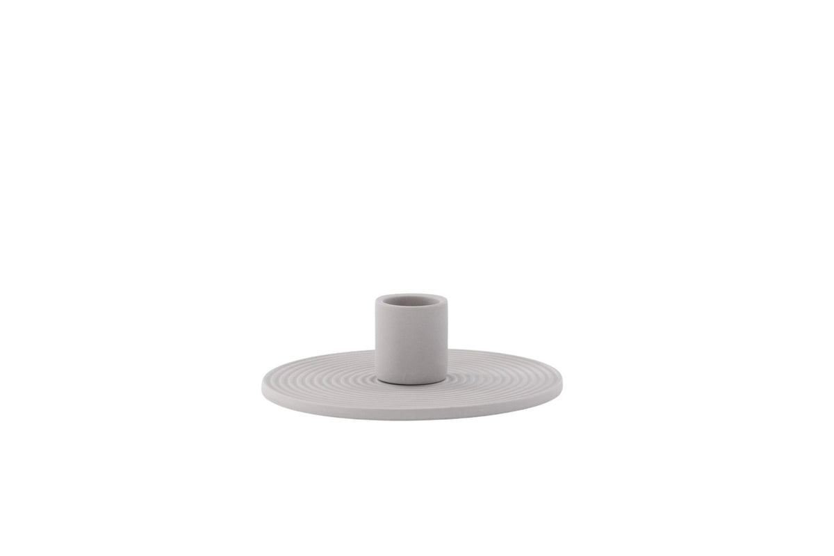 Ovaler Kerzenständer Dian aus grauem Ton, Venture Home, mit Platz für drei Kerzen, in kompakter Grösse D:12cm x H:4cm.