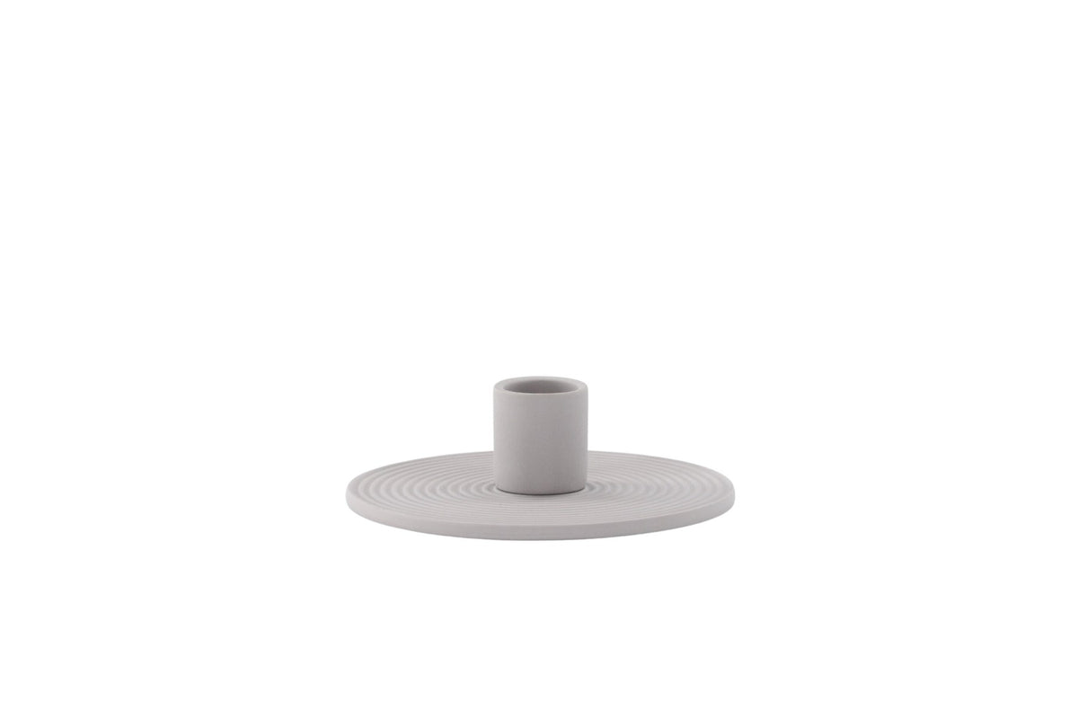 Ovaler Kerzenständer Dian aus grauem Ton, Venture Home, mit Platz für drei Kerzen, in kompakter Grösse D:12cm x H:4cm.