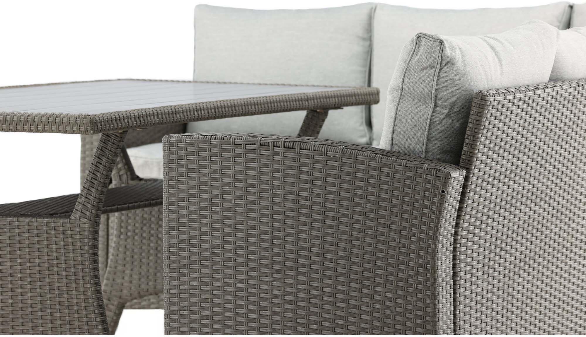 Stilvolles Brentwood Ecksofa-Set aus robustem Kunstrattan, ideal für gesellige Abende im Freien. Wetterfest und komfortabel.