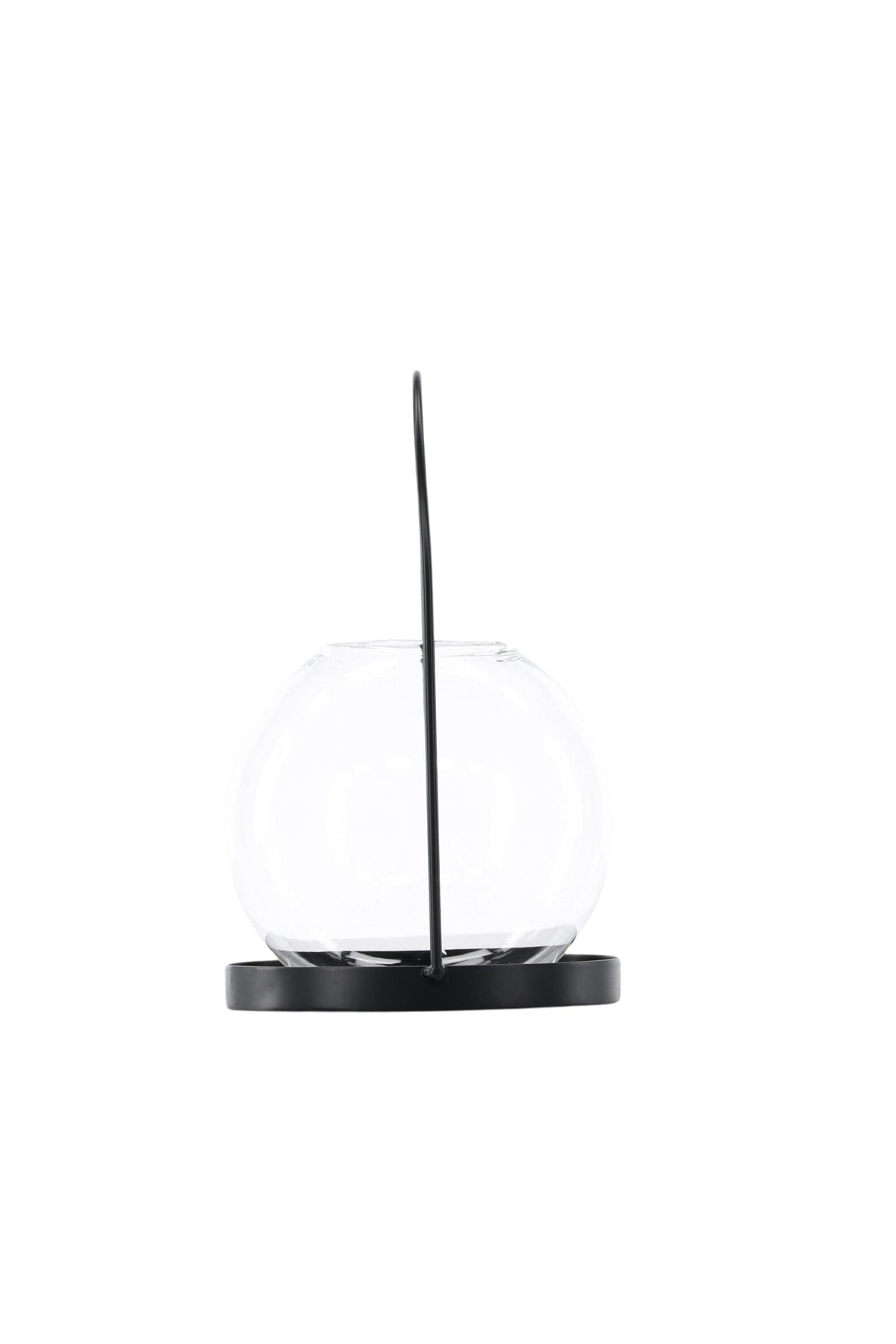 Teelichthalter Flora aus Glas in Schwarz und Klar, rund geformt, Grösse D 22 cm x H 14 cm, Marke Venture Home.