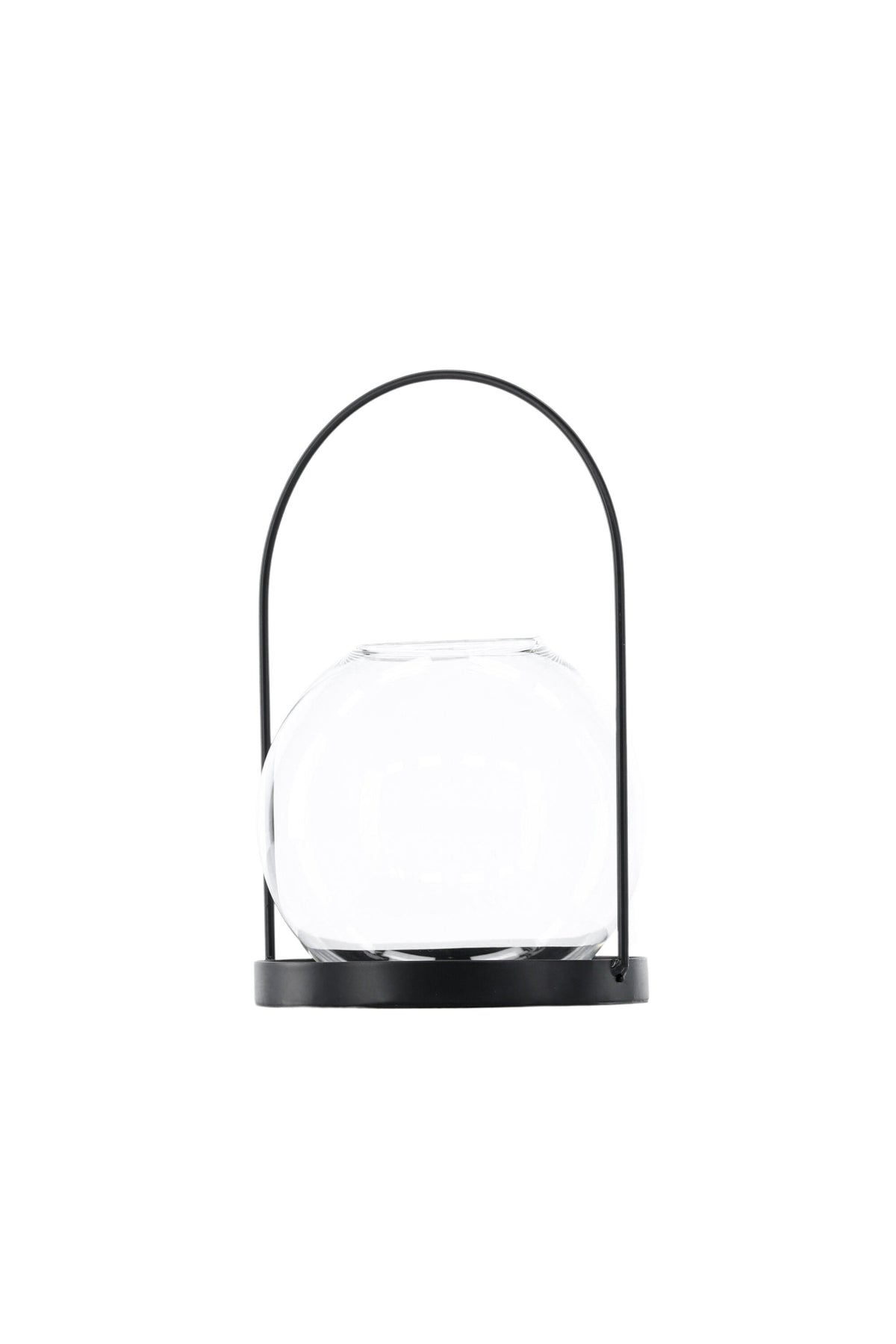Teelichthalter Flora aus Glas in Schwarz und Klar, rund geformt, Grösse D 22 cm x H 14 cm, Marke Venture Home.
