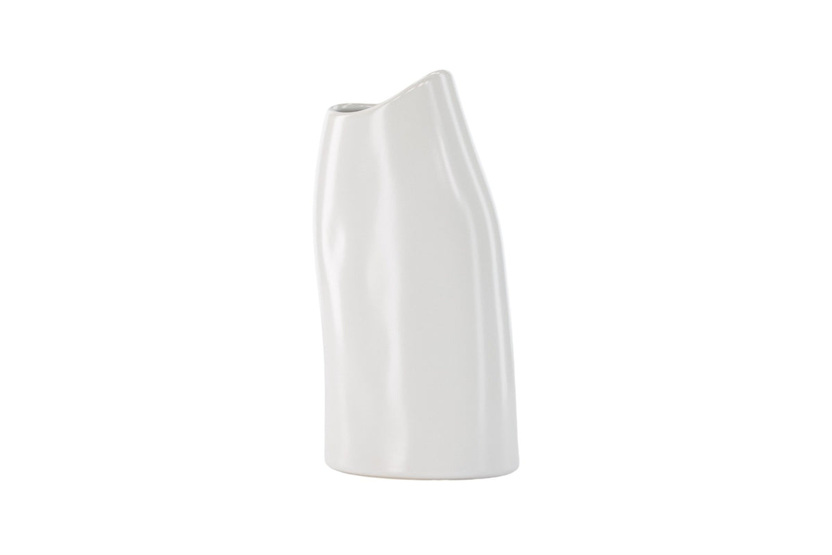 Beige Steinzeug-Vase Ernst mit schwarzen Punkten und glasierter Oberfläche, schlanke Form, Höhe 23 cm.