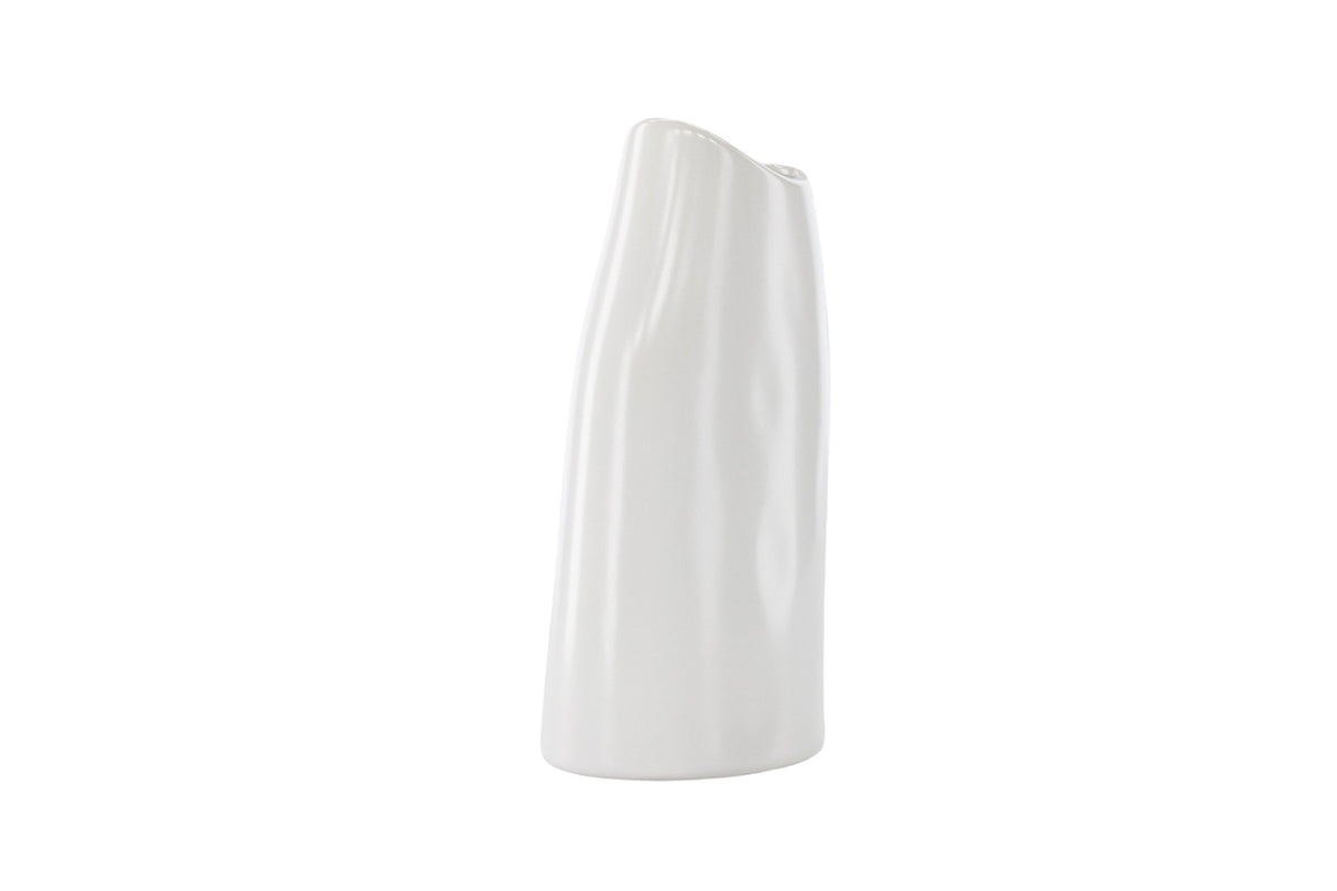 Beige Steinzeug-Vase Ernst mit schwarzen Punkten und glasierter Oberfläche, schlanke Form, Höhe 23 cm.