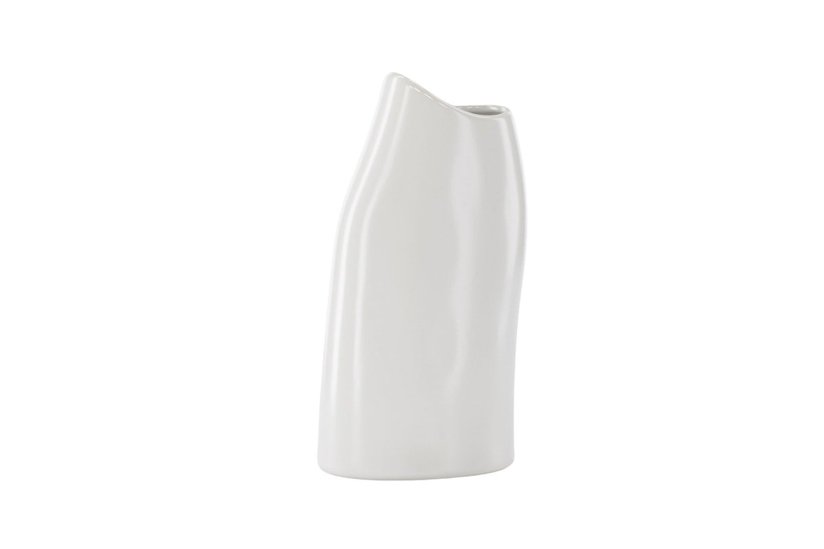Beige Steinzeug-Vase Ernst mit schwarzen Punkten und glasierter Oberfläche, schlanke Form, Höhe 23 cm.