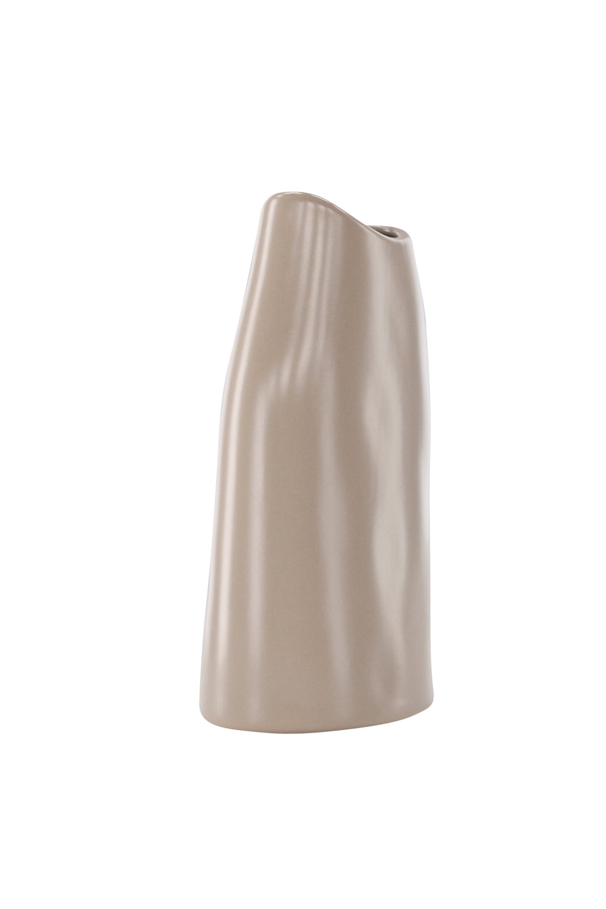 Beige Steinzeug-Vase Ernst mit schwarzen Punkten und glasierter Oberfläche, schlanke Form, Höhe 23 cm.