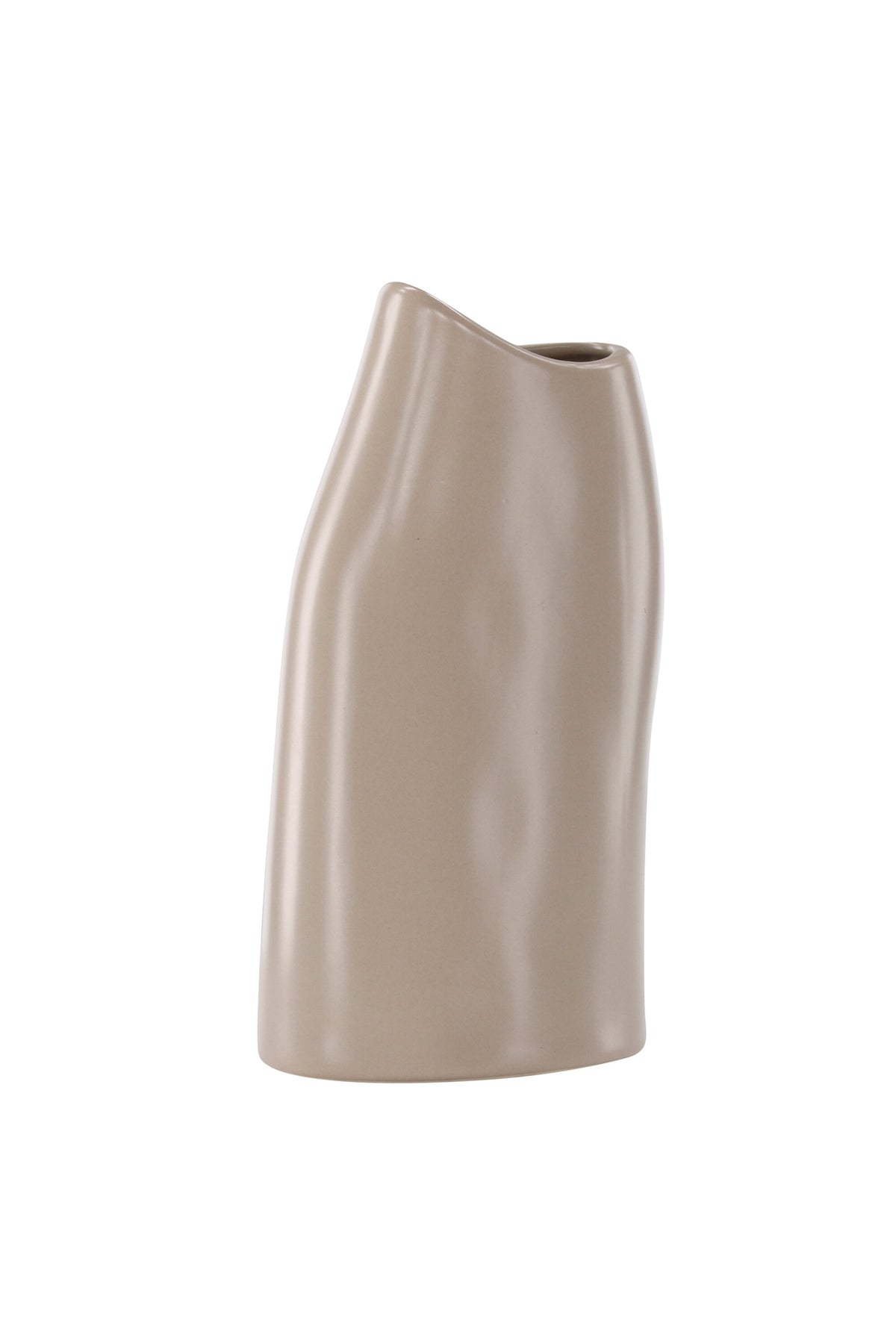 Beige Steinzeug-Vase Ernst mit schwarzen Punkten und glasierter Oberfläche, schlanke Form, Höhe 23 cm.