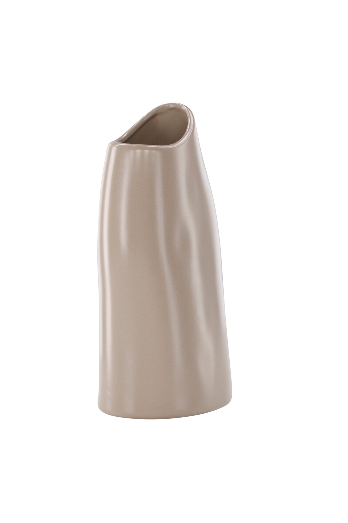 Beige Steinzeug-Vase Ernst mit schwarzen Punkten und glasierter Oberfläche, schlanke Form, Höhe 23 cm.