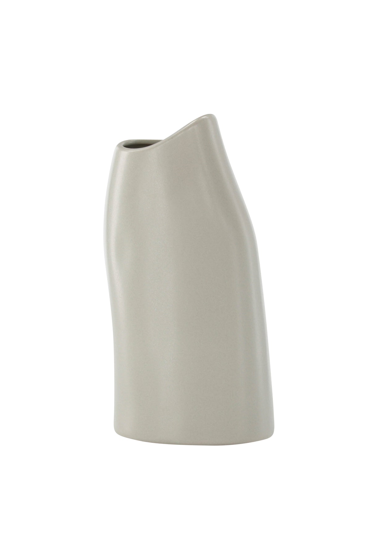 Beige Steinzeug-Vase Ernst mit schwarzen Punkten und glasierter Oberfläche, schlanke Form, Höhe 23 cm.
