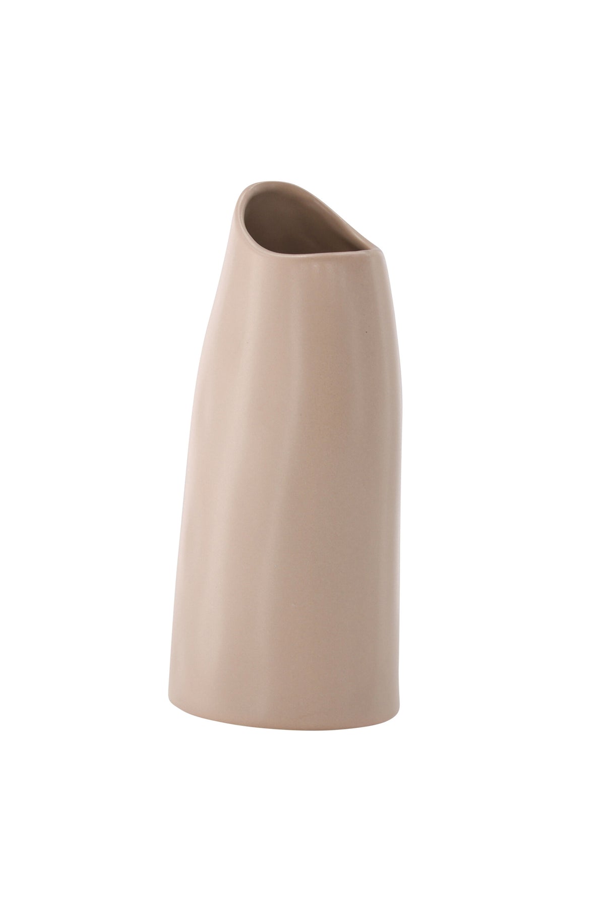 Beige Steinzeug-Vase Ernst mit schwarzen Punkten und glasierter Oberfläche, schlanke Form, Höhe 23 cm.