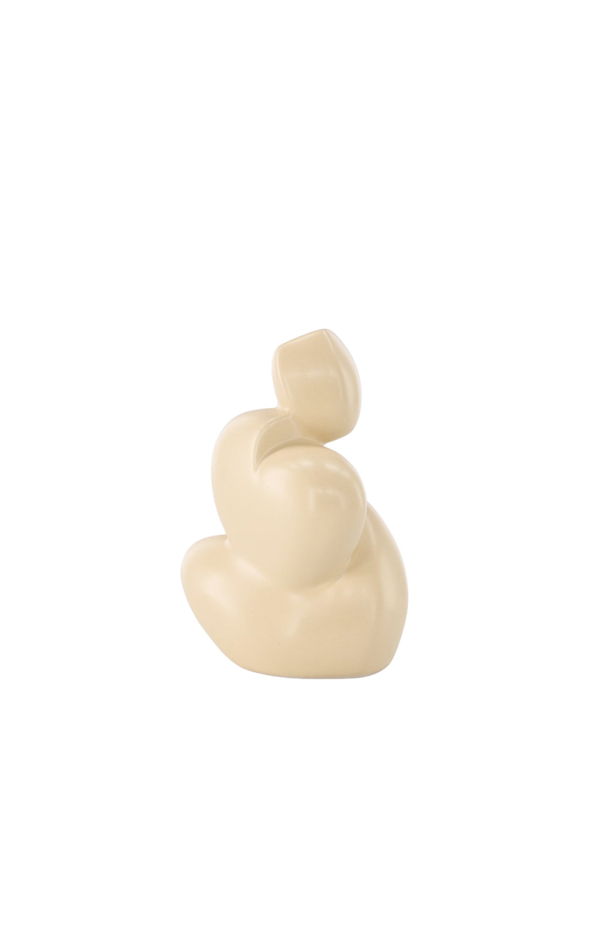 Weisse Skulptur Floda aus Steinzeug von Venture Home, schlichte, figürliche Form, ca. 14 cm hoch, als Deko oder Buchstütze nutzbar.