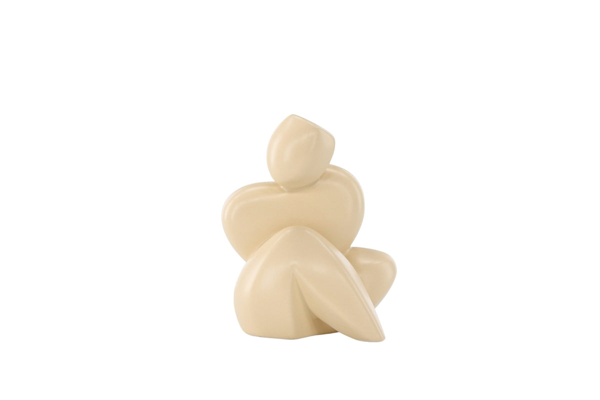 Weisse Skulptur Floda aus Steinzeug von Venture Home, schlichte, figürliche Form, ca. 14 cm hoch, als Deko oder Buchstütze nutzbar.