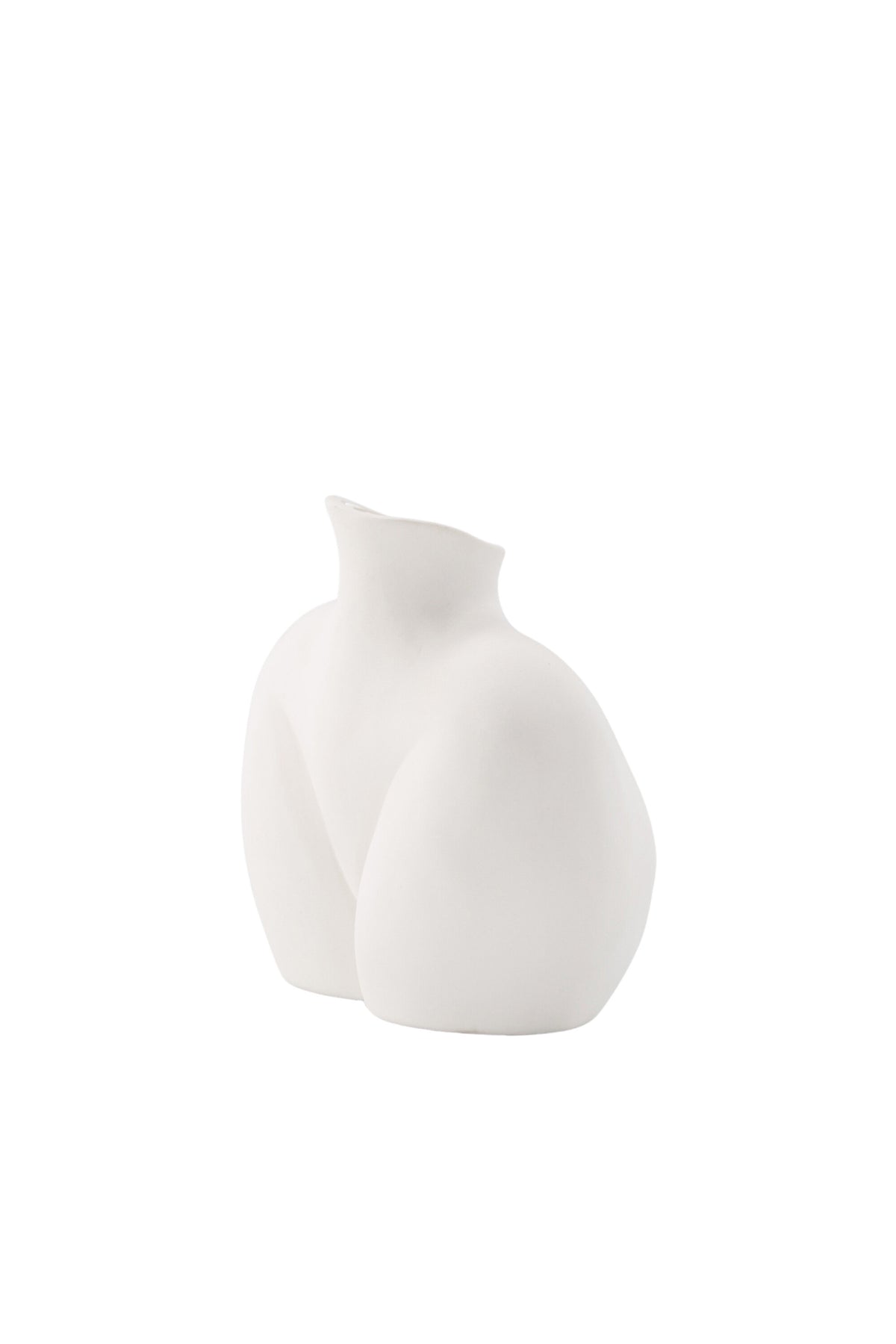 Cremefarbene Harvey Vase aus Steinzeug von Venture Home mit geschwungener, an die weibliche Form angelehnter Silhouette.