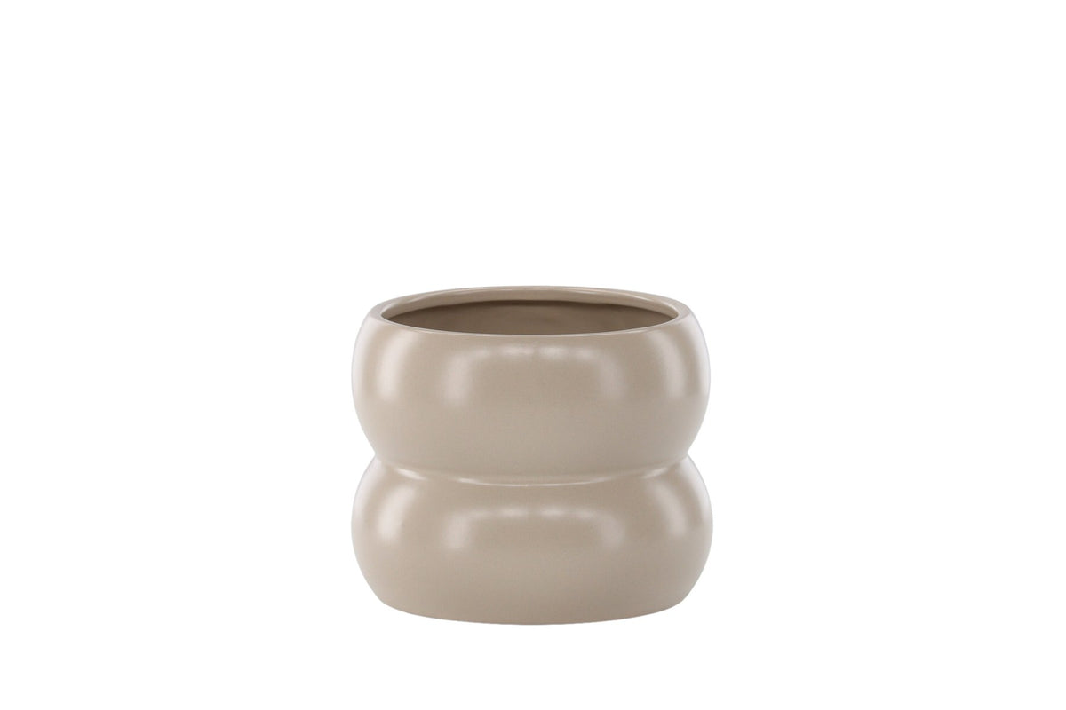 Dapne Vase von Venture Home aus Steinzeug in Schwarz-Weiss, rundliche Form mit einem Durchmesser von 16 cm und einer Höhe von 13 cm.