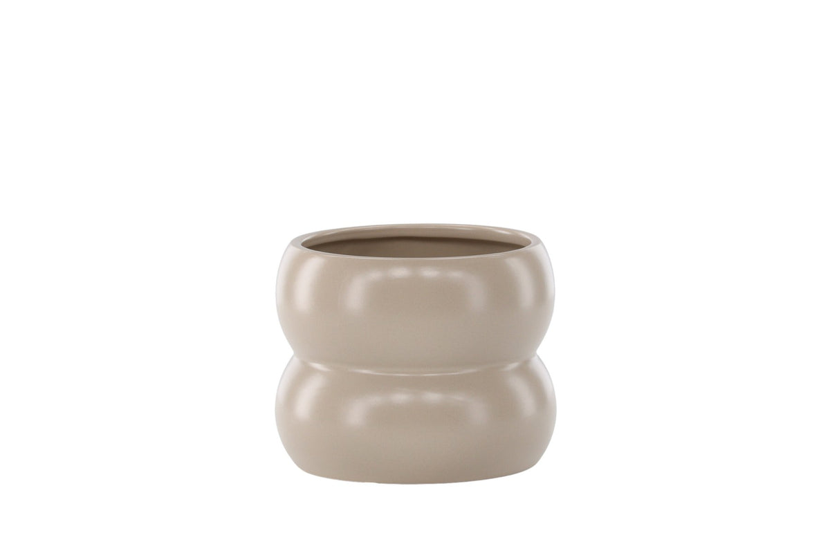 Dapne Vase von Venture Home aus Steinzeug in Schwarz-Weiss, rundliche Form mit einem Durchmesser von 16 cm und einer Höhe von 13 cm.