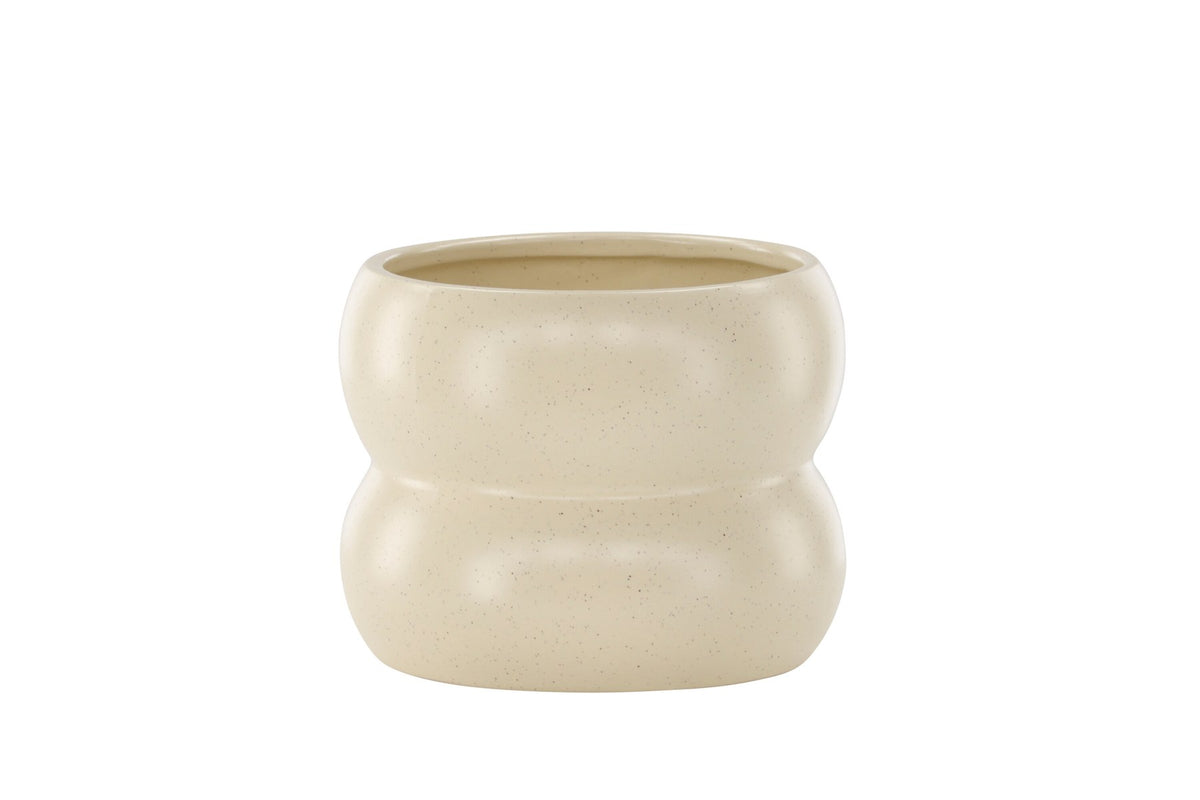 Dapne Vase von Venture Home aus Steinzeug in Schwarz-Weiss, rundliche Form mit einem Durchmesser von 16 cm und einer Höhe von 13 cm.