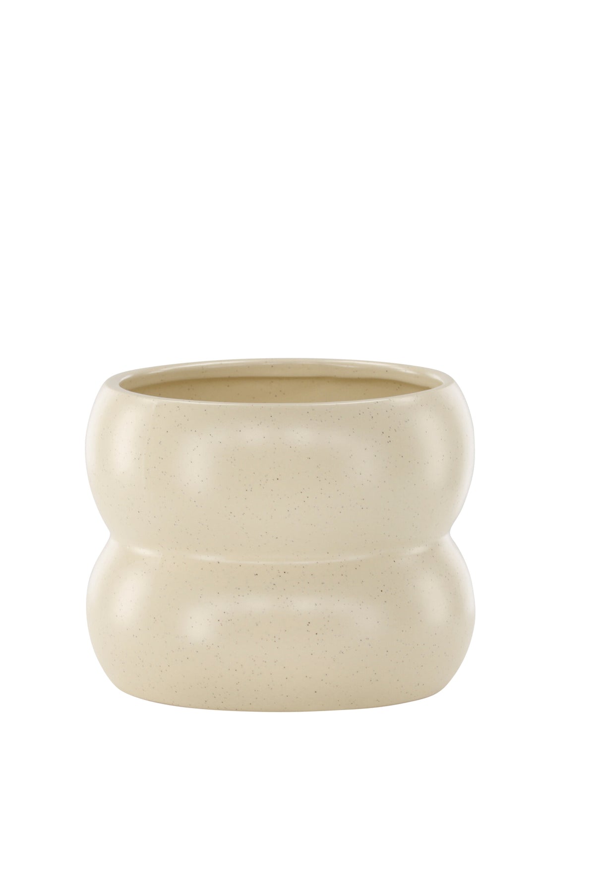 Dapne Vase von Venture Home aus Steinzeug in Schwarz-Weiss, rundliche Form mit einem Durchmesser von 16 cm und einer Höhe von 13 cm.