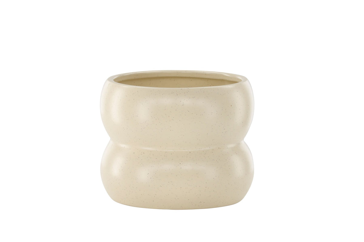 Dapne Vase von Venture Home aus Steinzeug in Schwarz-Weiss, rundliche Form mit einem Durchmesser von 16 cm und einer Höhe von 13 cm.