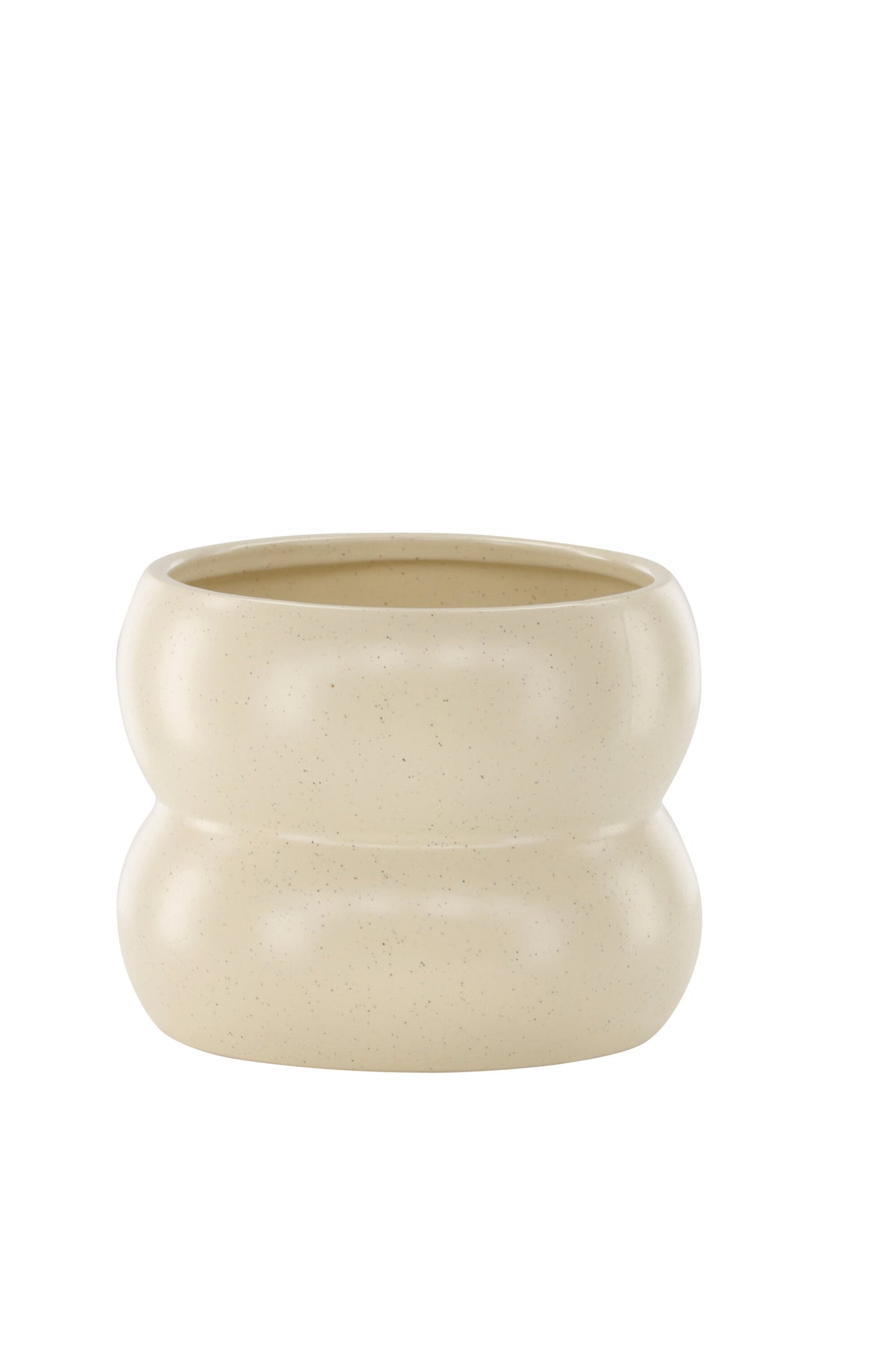 Dapne Vase von Venture Home aus Steinzeug in Schwarz-Weiss, rundliche Form mit einem Durchmesser von 16 cm und einer Höhe von 13 cm.