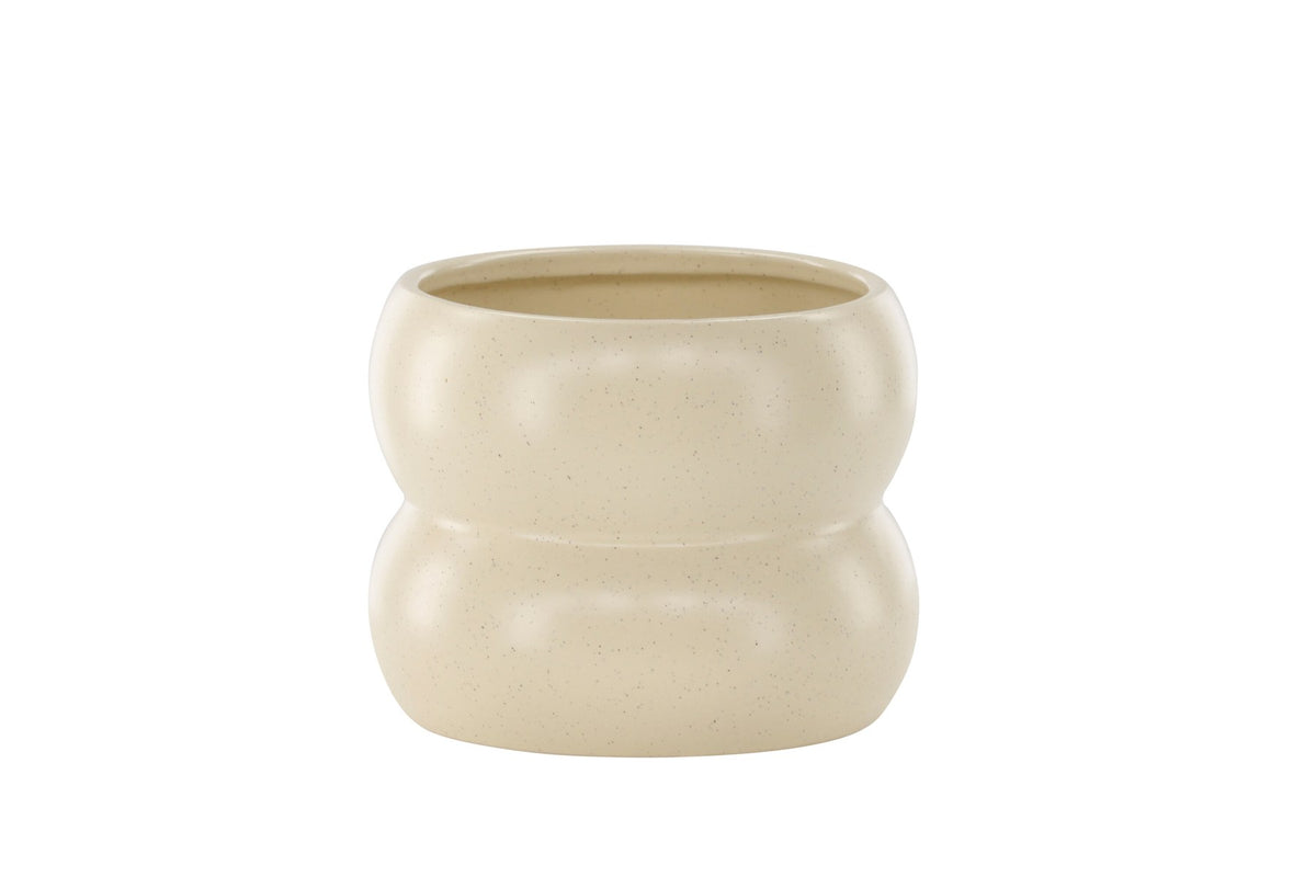 Dapne Vase von Venture Home aus Steinzeug in Schwarz-Weiss, rundliche Form mit einem Durchmesser von 16 cm und einer Höhe von 13 cm.