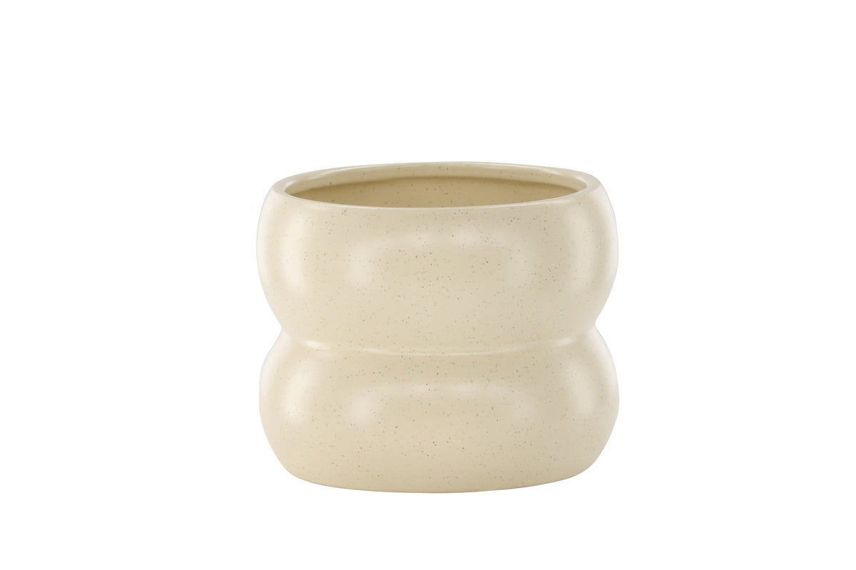 Dapne Vase von Venture Home aus Steinzeug in Schwarz-Weiss, rundliche Form mit einem Durchmesser von 16 cm und einer Höhe von 13 cm.